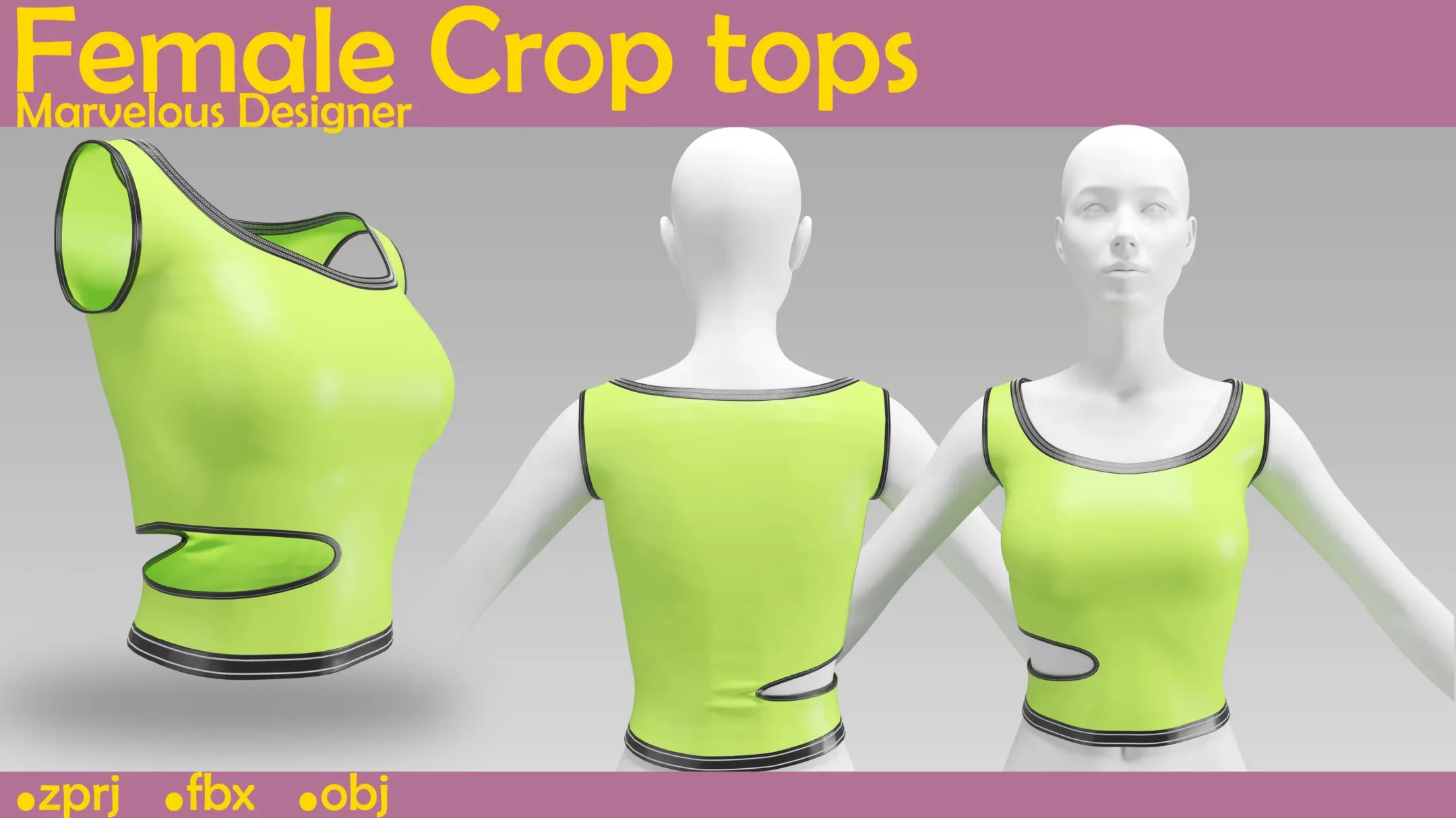 Female Crop tops.Marvelous Designer