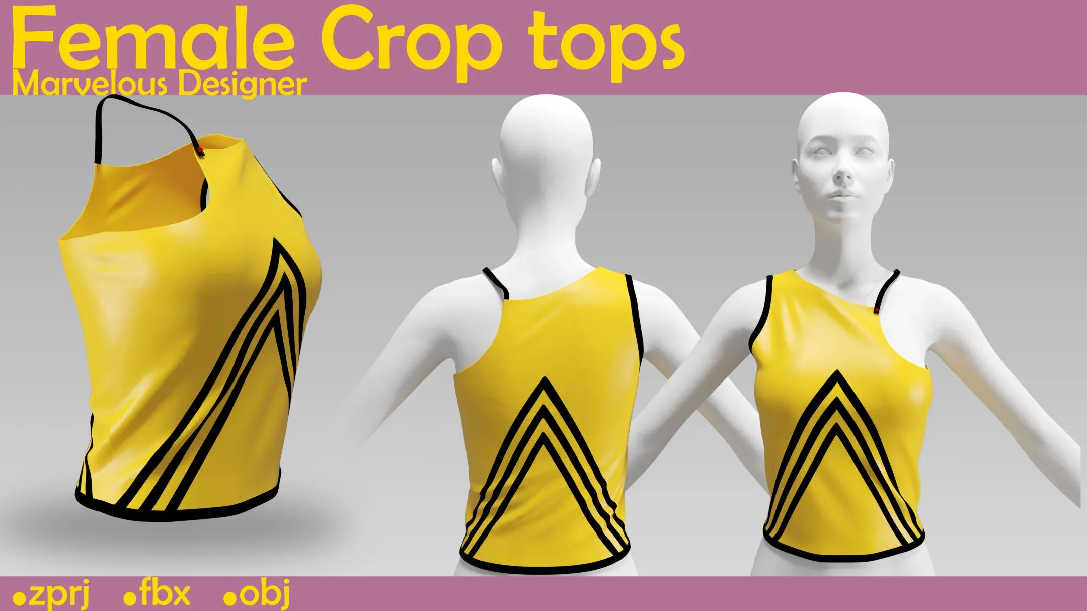 Female Crop tops.Marvelous Designer