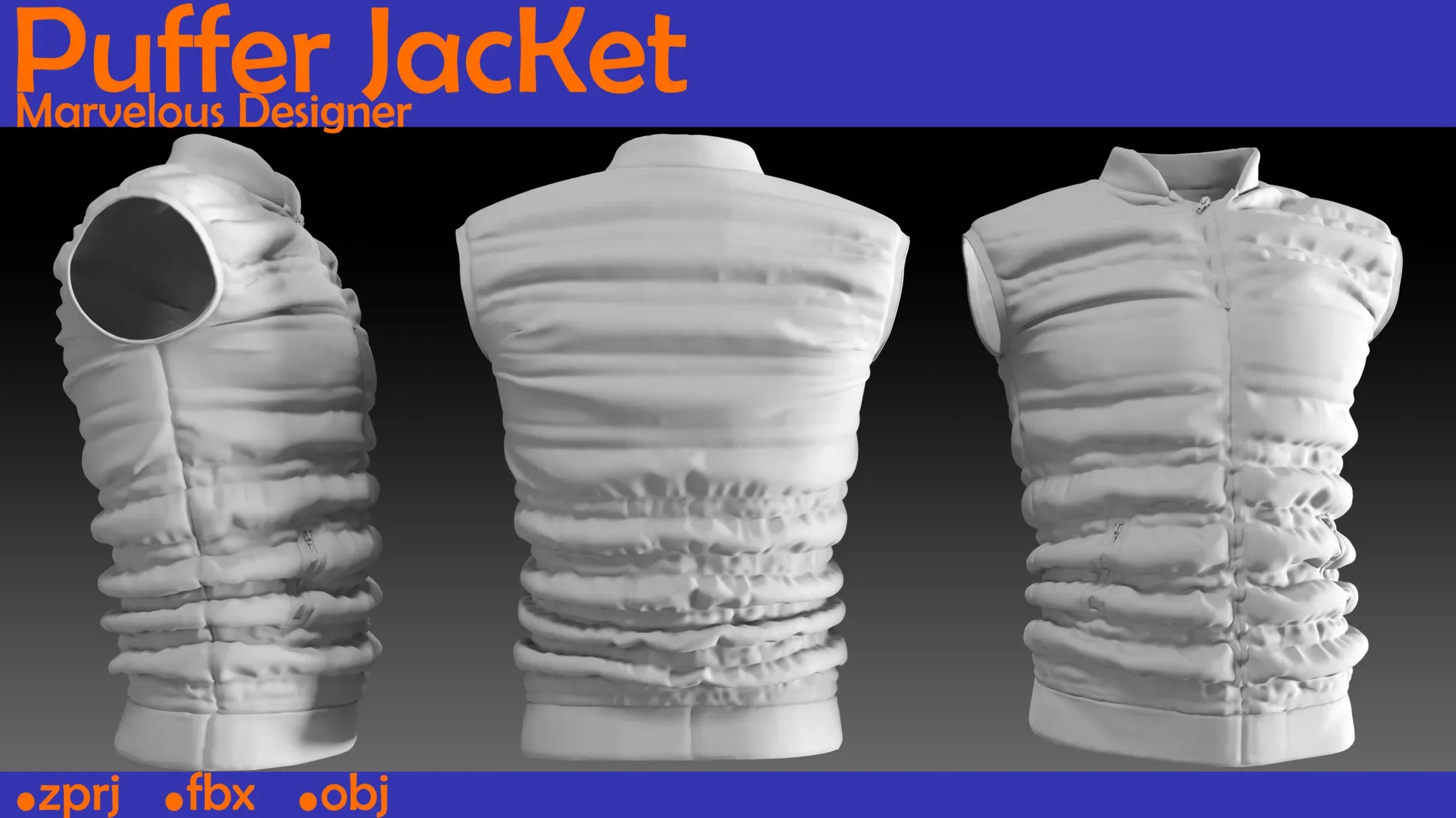 Puffer-Jacket. Marvelous Designer