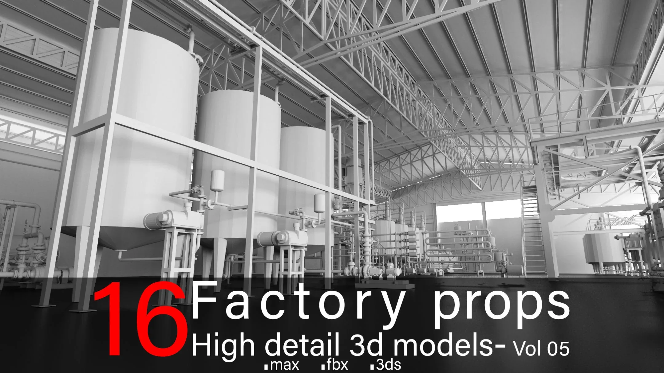 16 Factory Props-High detail 3d models- Vol 05