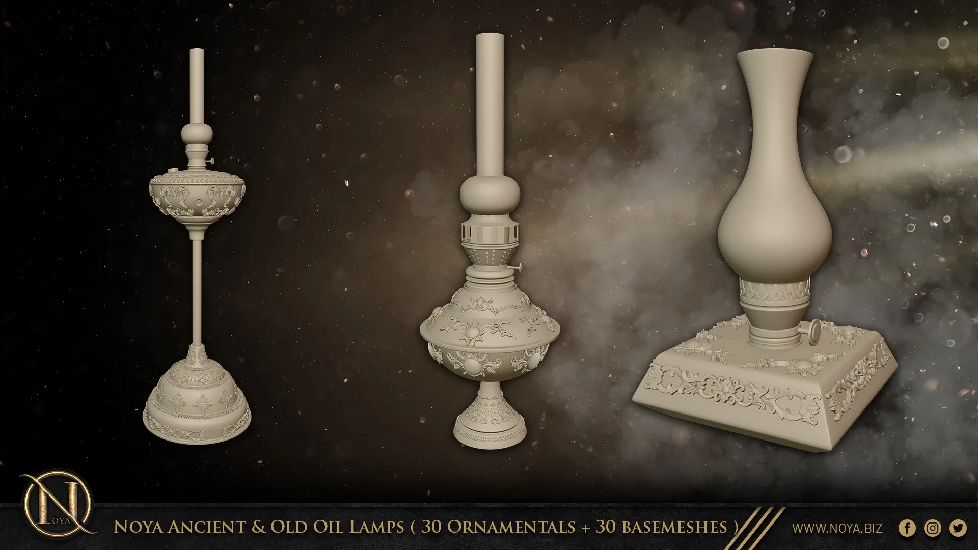 Noya Ancient & Old Oil Lamps ( 30 Ornamentals + 30 Basemeshes )