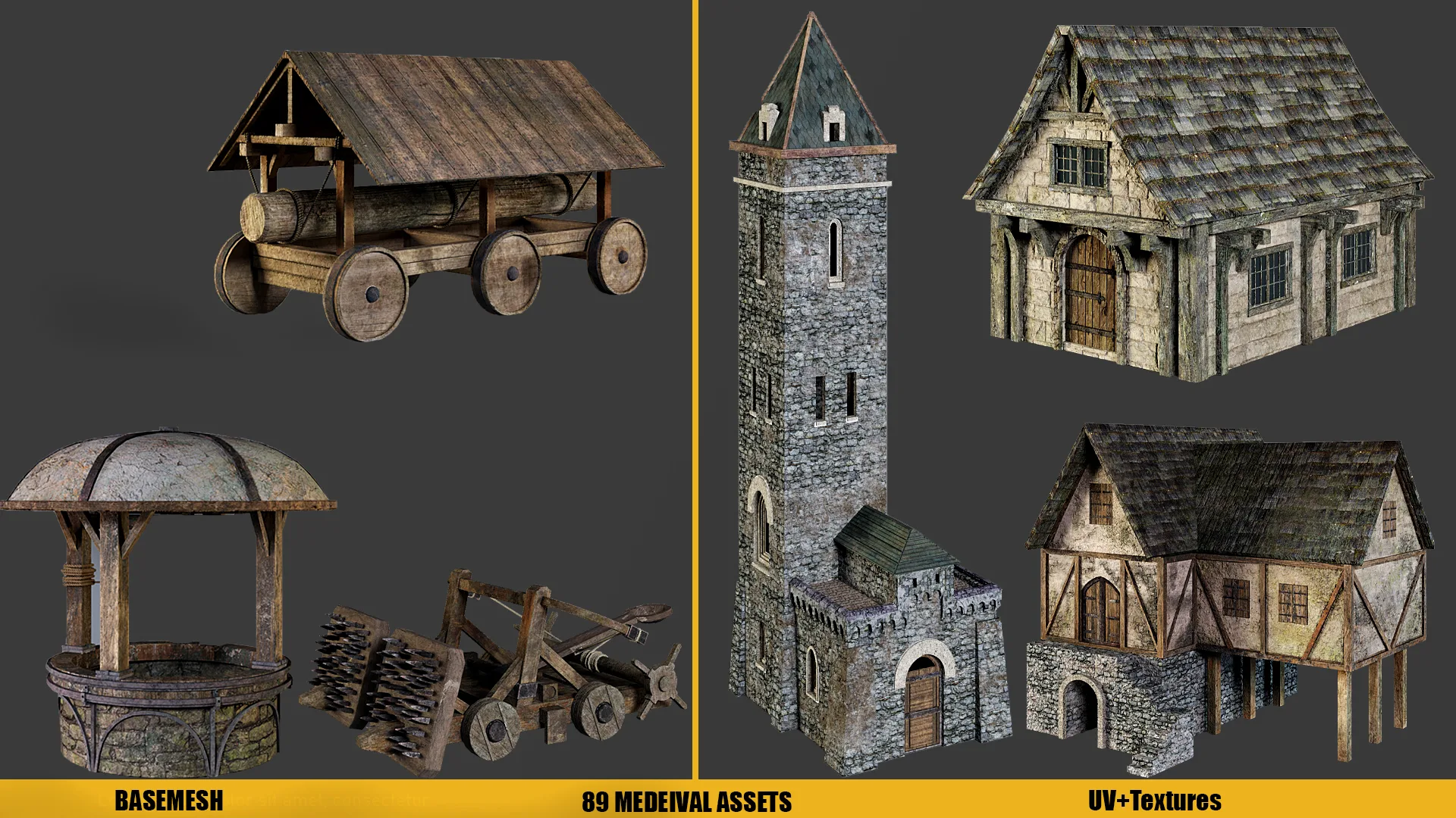 MEDIEVAL ASSETS (UV+ Textures) Vol1