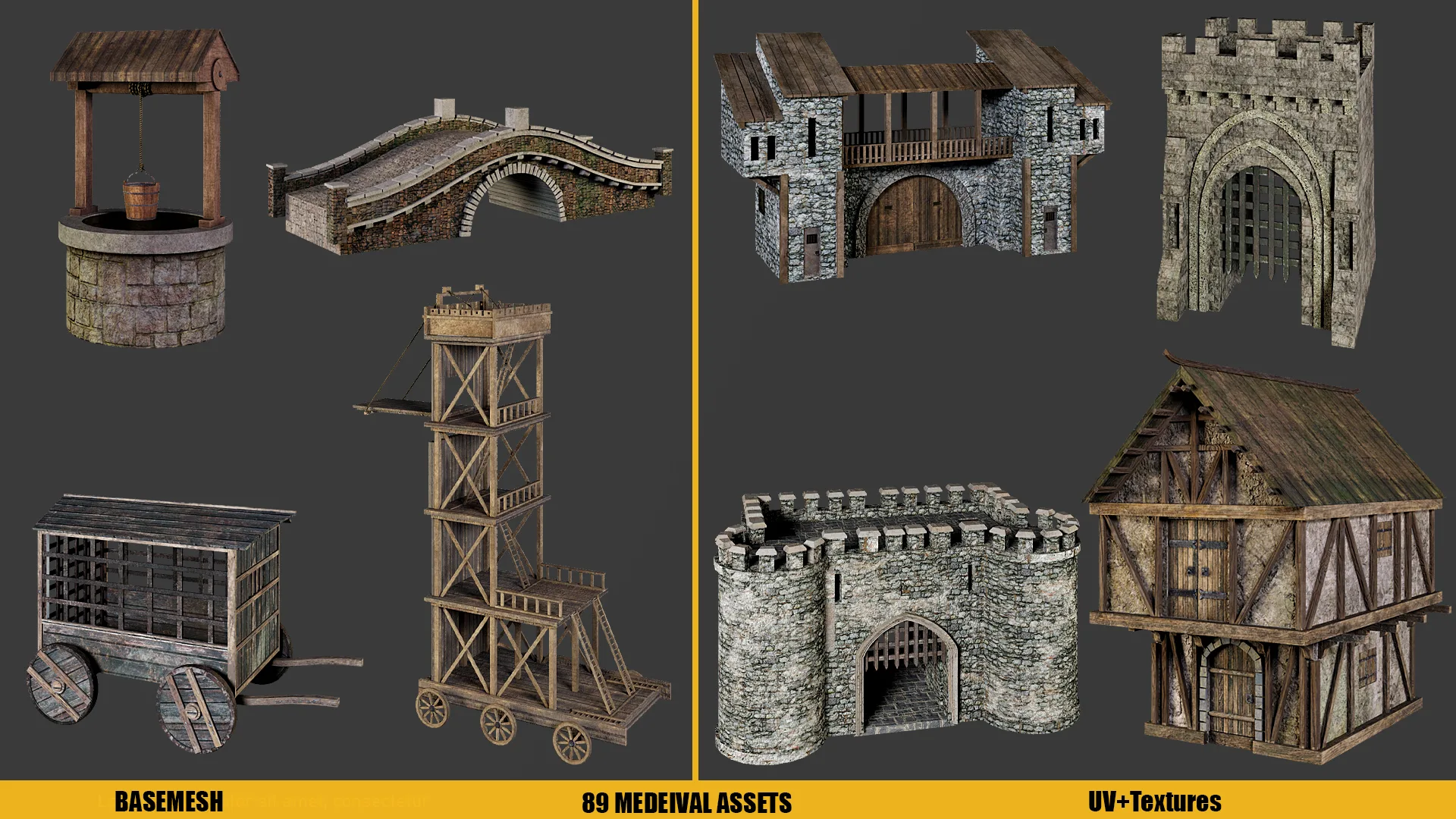 MEDIEVAL ASSETS (UV+ Textures) Vol1