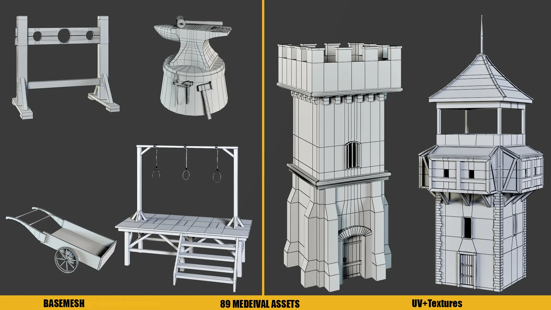 MEDIEVAL ASSETS (UV+ Textures) Vol1