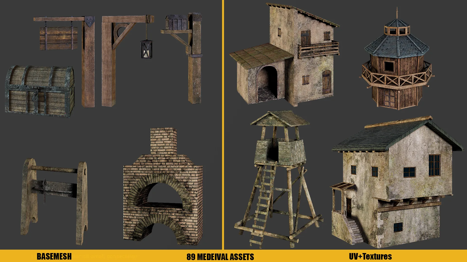 MEDIEVAL ASSETS (UV+ Textures) Vol1