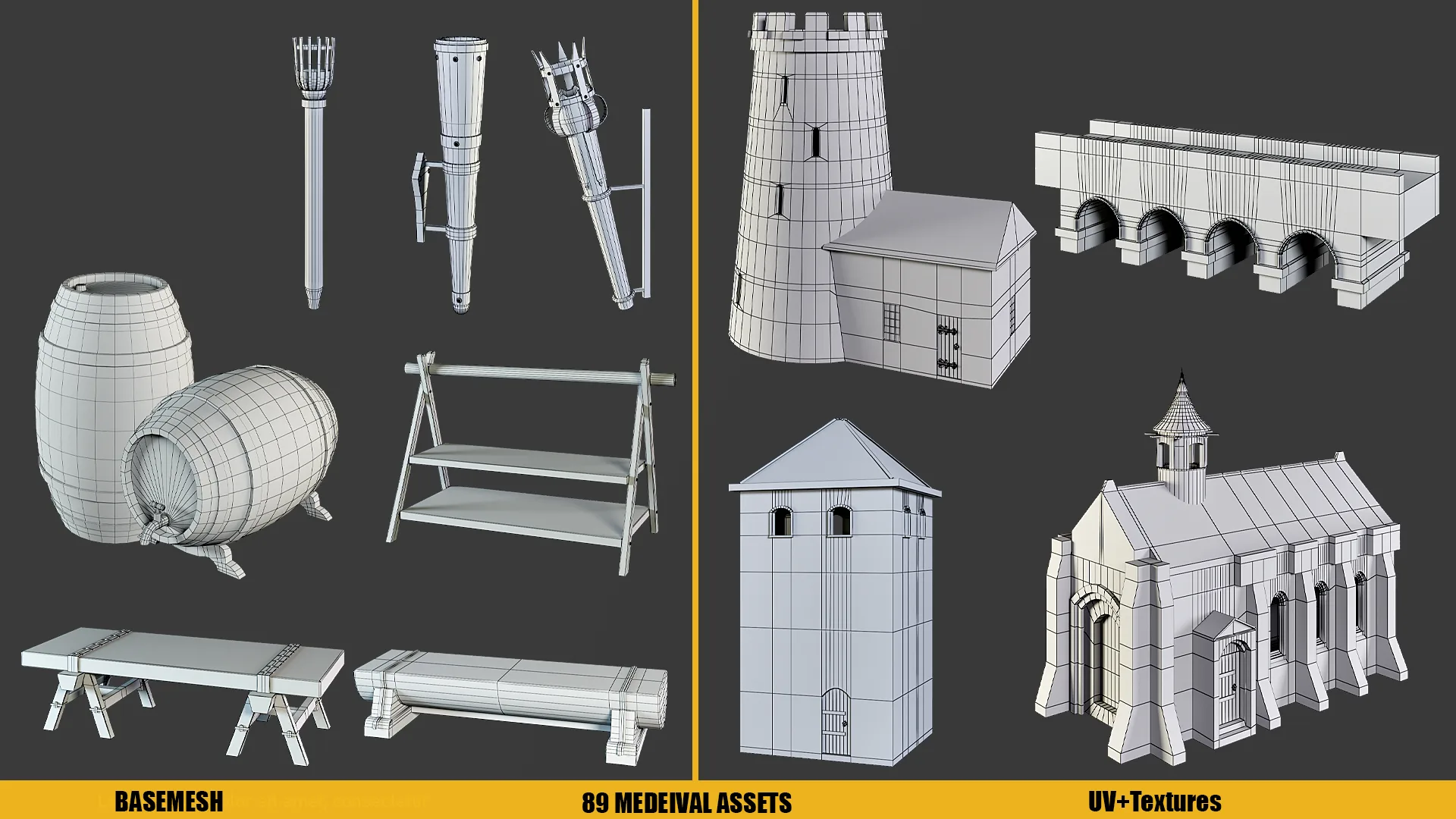 MEDIEVAL ASSETS (UV+ Textures) Vol1