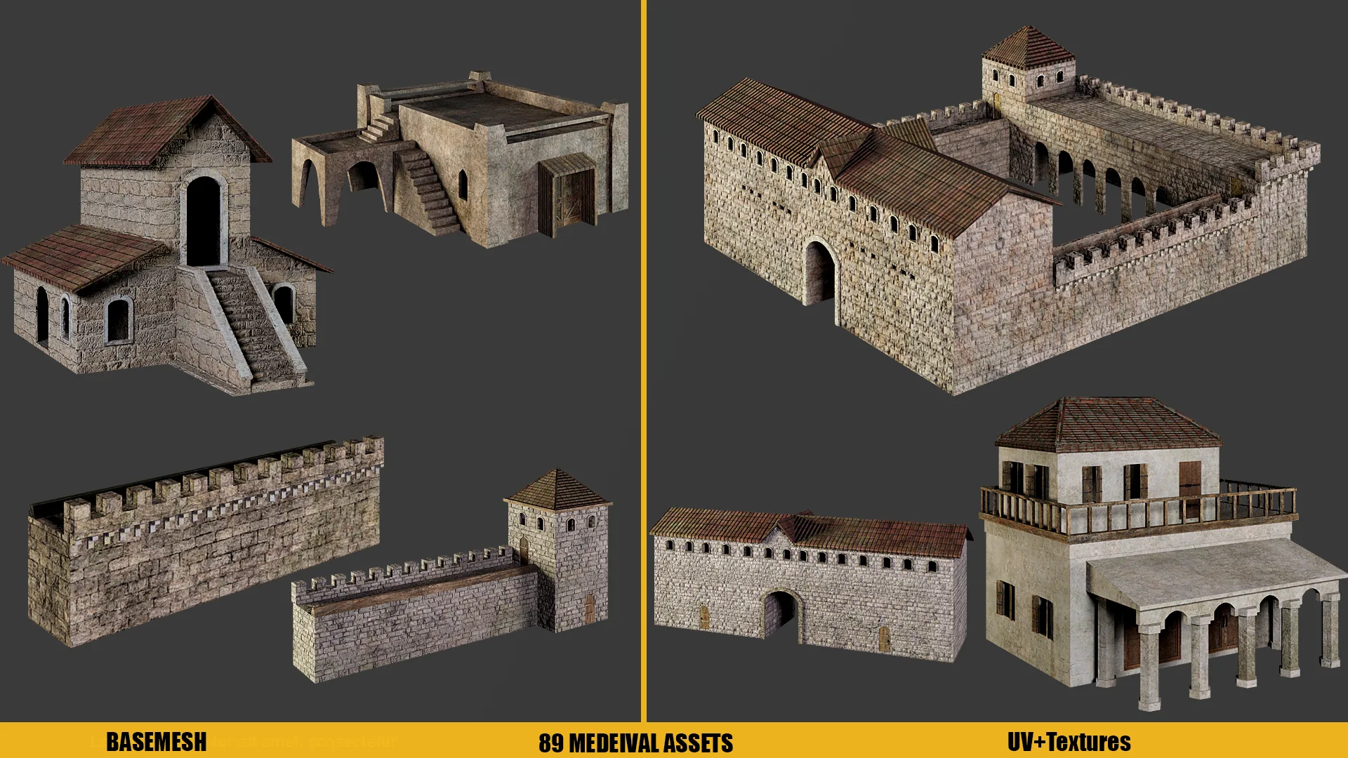 MEDIEVAL ASSETS (UV+ Textures) Vol1