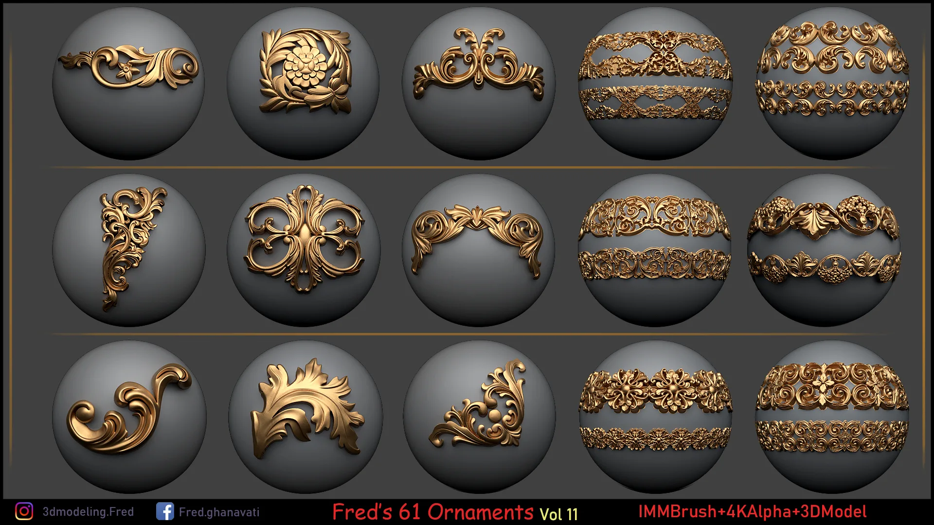 Fred's ORNAMENT BRUSH & Kitbash Vol 11