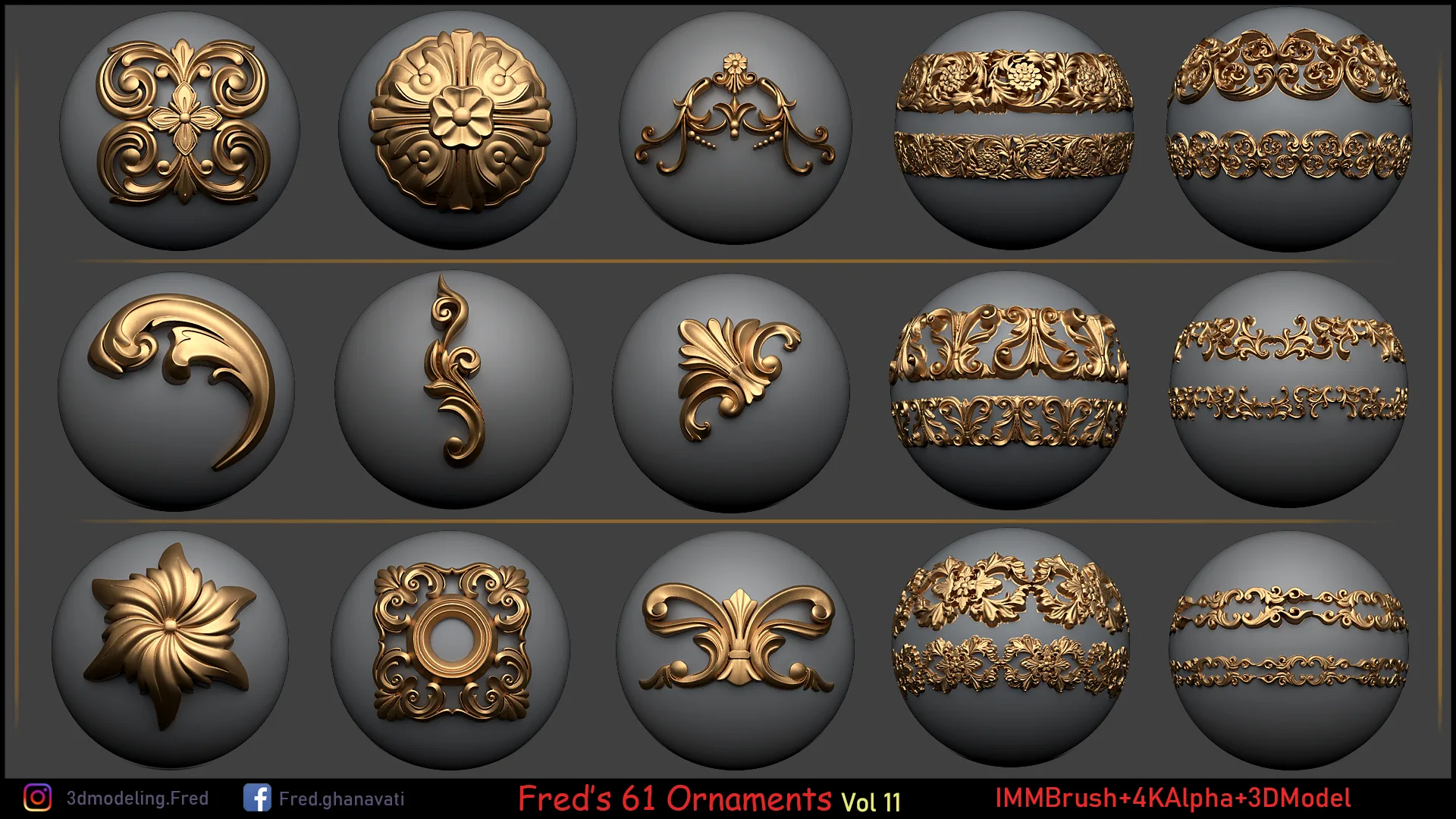 Fred's ORNAMENT BRUSH & Kitbash Vol 11