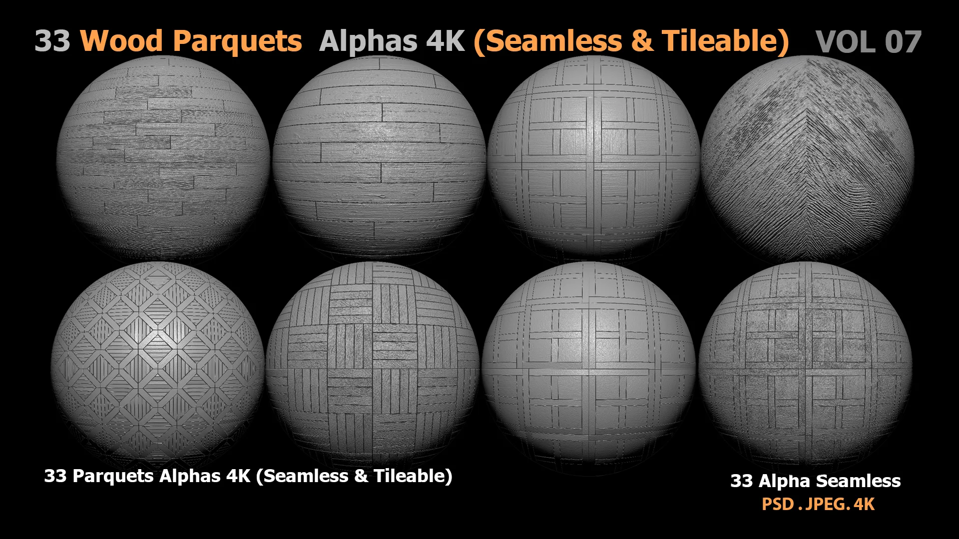 33 Wood Parquets Alphas 4K (Seamless & Tileable)