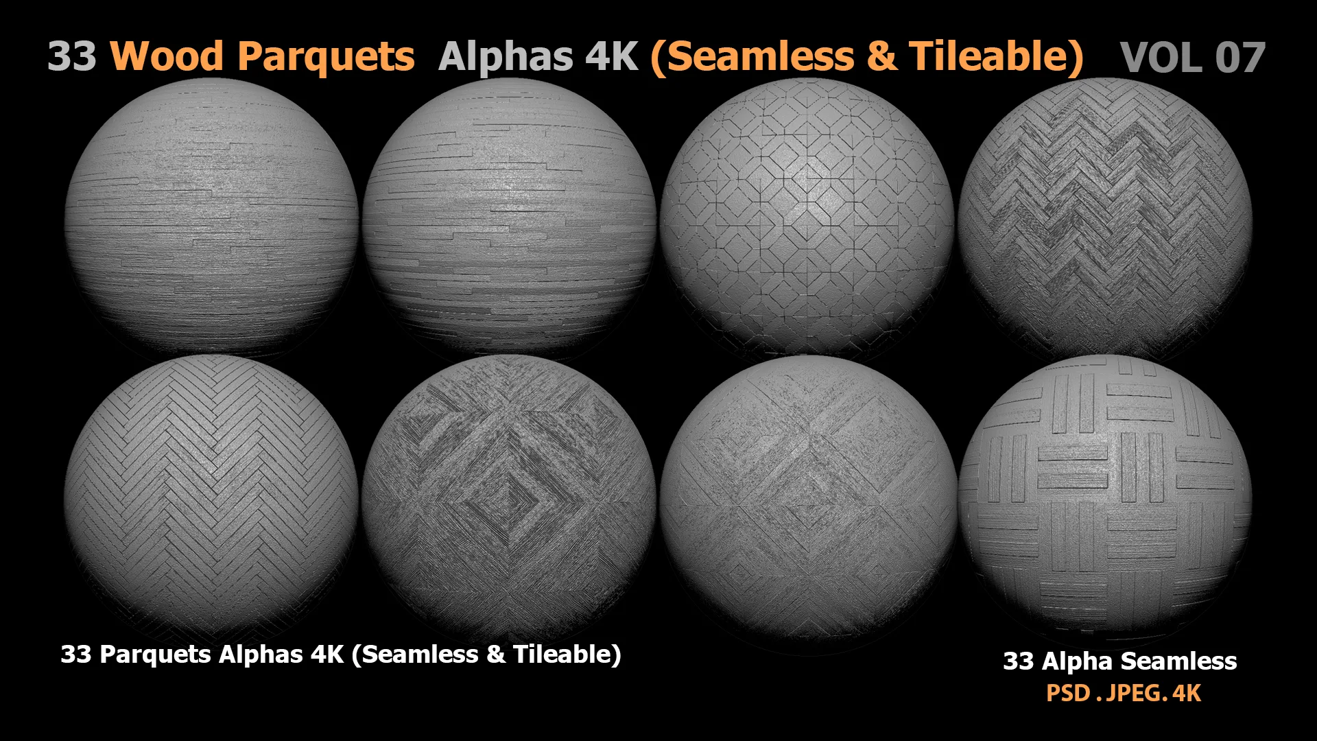 33 Wood Parquets Alphas 4K (Seamless & Tileable)