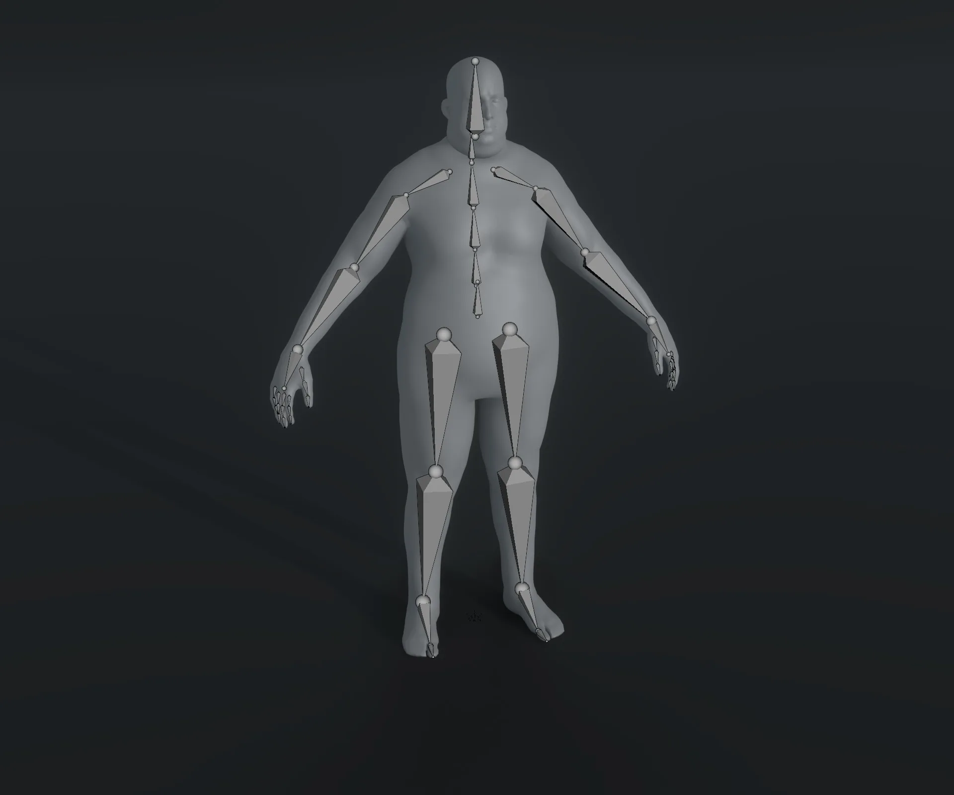 Male Body Fat Base Mesh Animated and Rigged 3D Model 20k Polygons