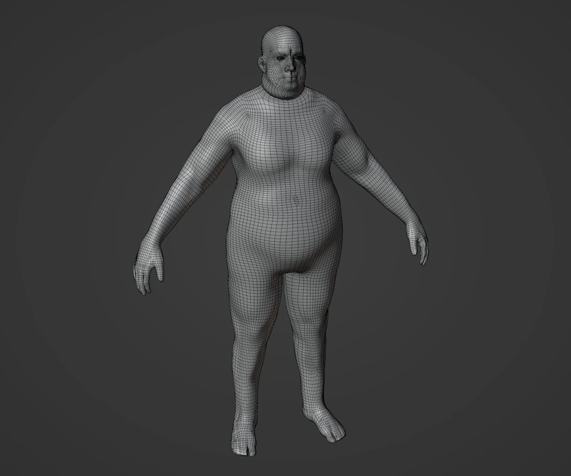 Male Body Fat Base Mesh Animated and Rigged 3D Model 20k Polygons