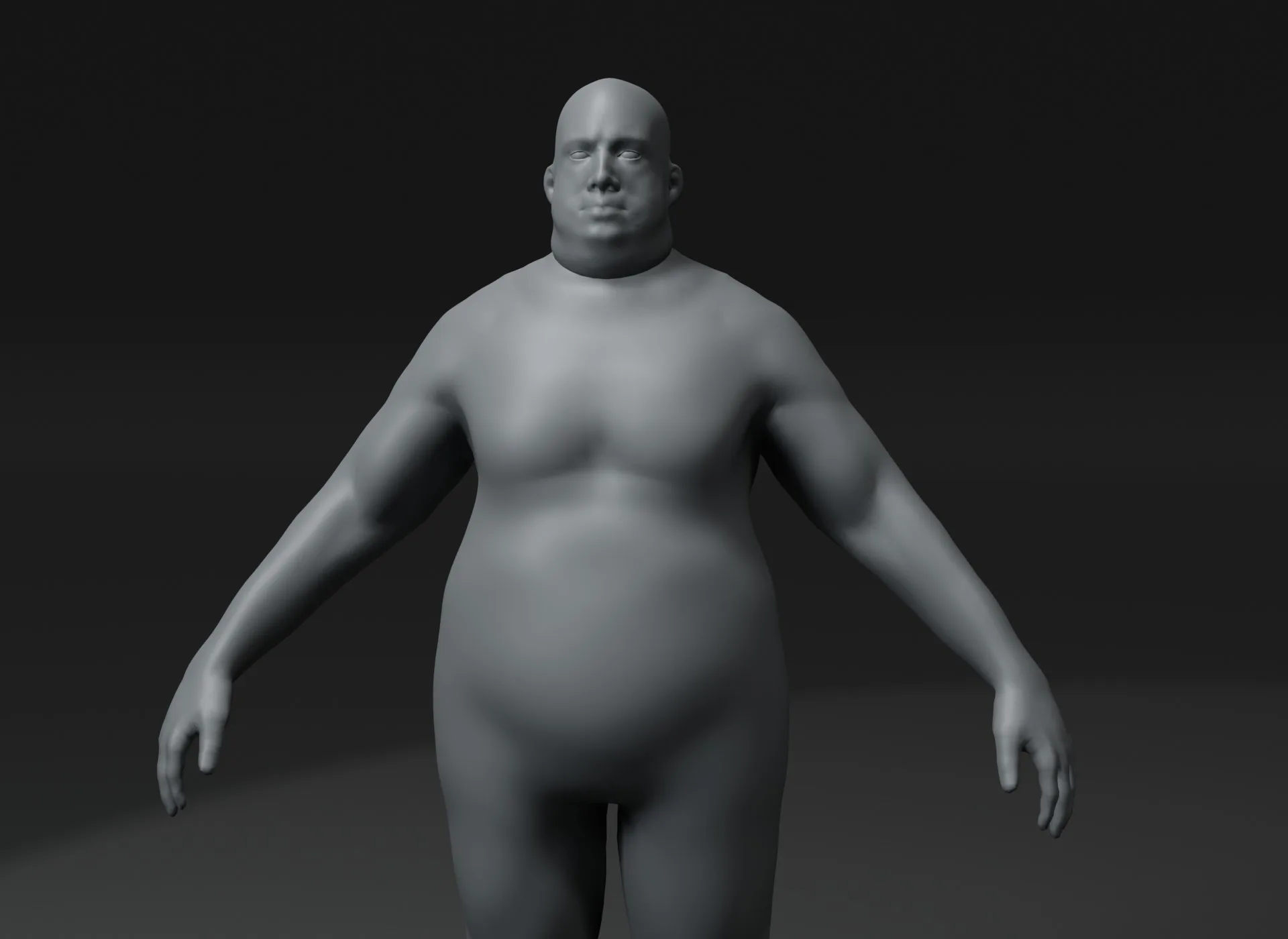 Male Body Fat Base Mesh Animated and Rigged 3D Model 20k Polygons