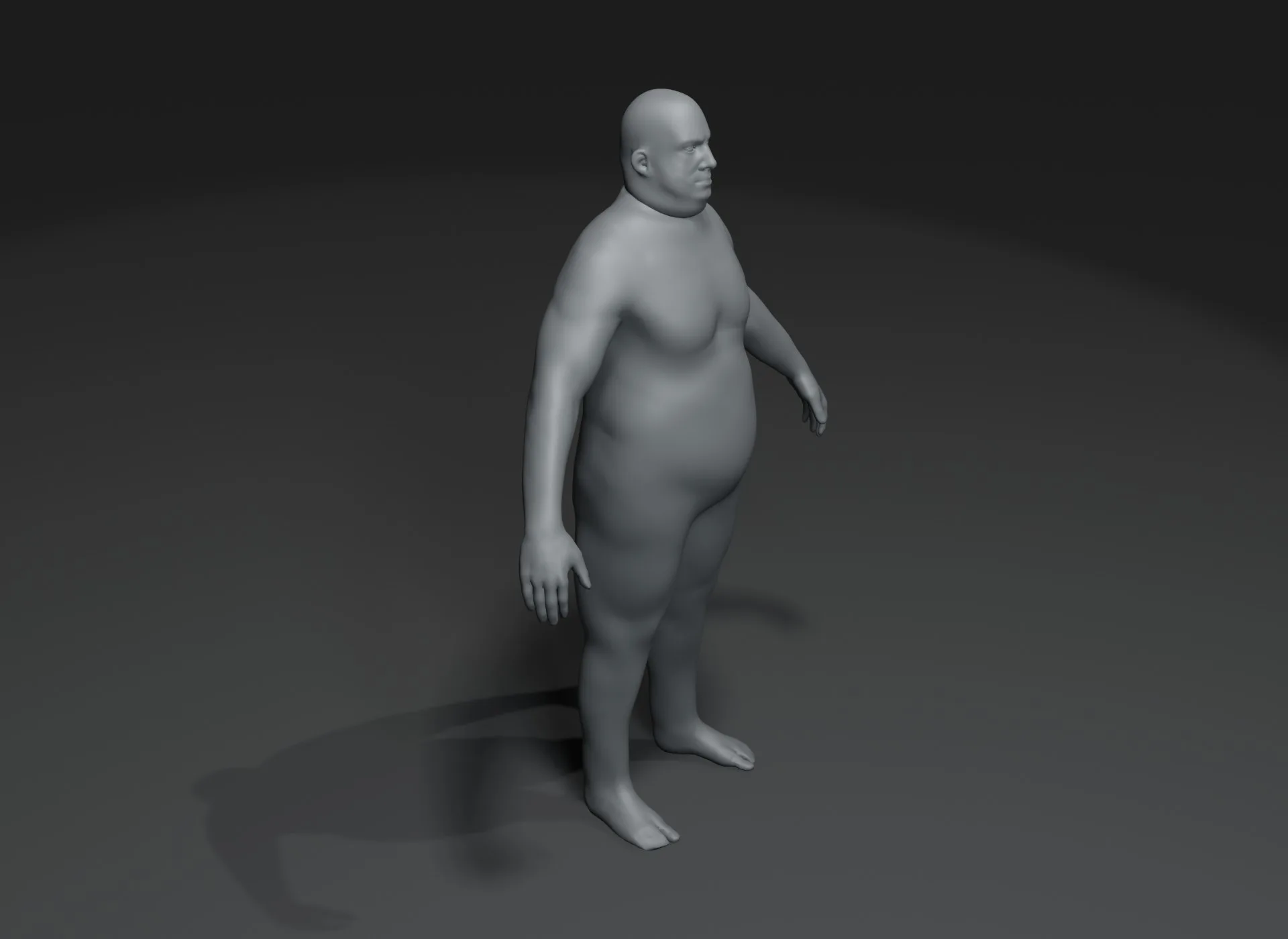 Male Body Fat Base Mesh Animated and Rigged 3D Model 20k Polygons