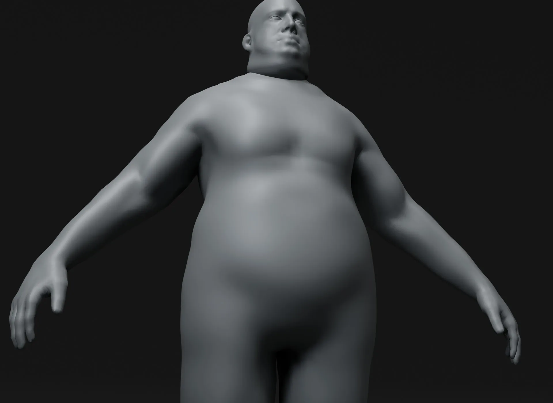 Male Body Fat Base Mesh Animated and Rigged 3D Model 20k Polygons