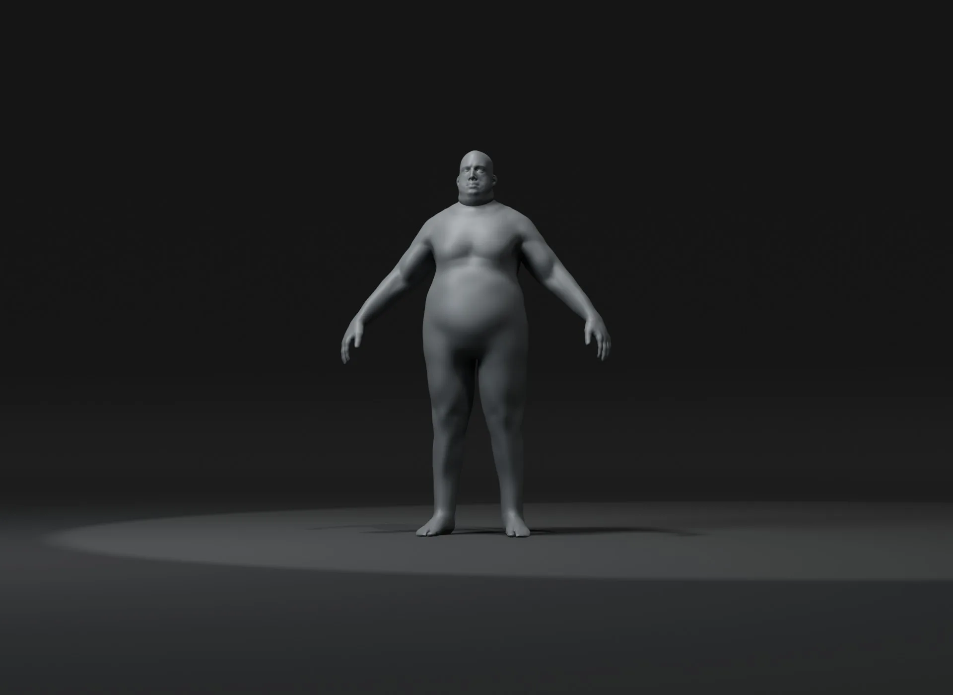 Male Body Fat Base Mesh Animated and Rigged 3D Model 20k Polygons