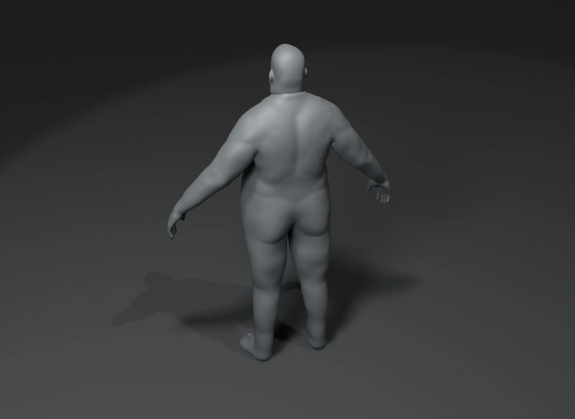 Male Body Fat Base Mesh Animated and Rigged 3D Model 20k Polygons