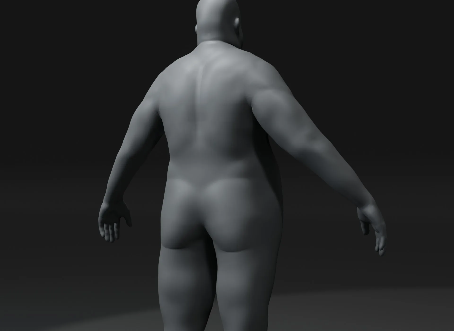 Male Body Fat Base Mesh Animated and Rigged 3D Model 20k Polygons