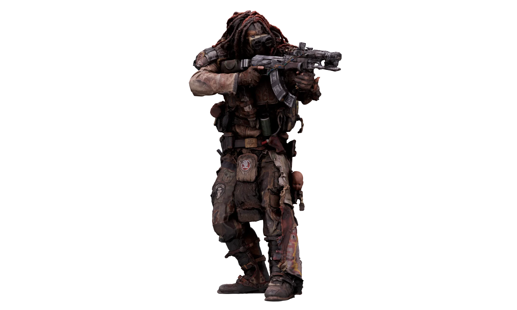 Raw A Pose Scan & Cleaned Body Scan Pose | 3D Model Postapocalyptic #1