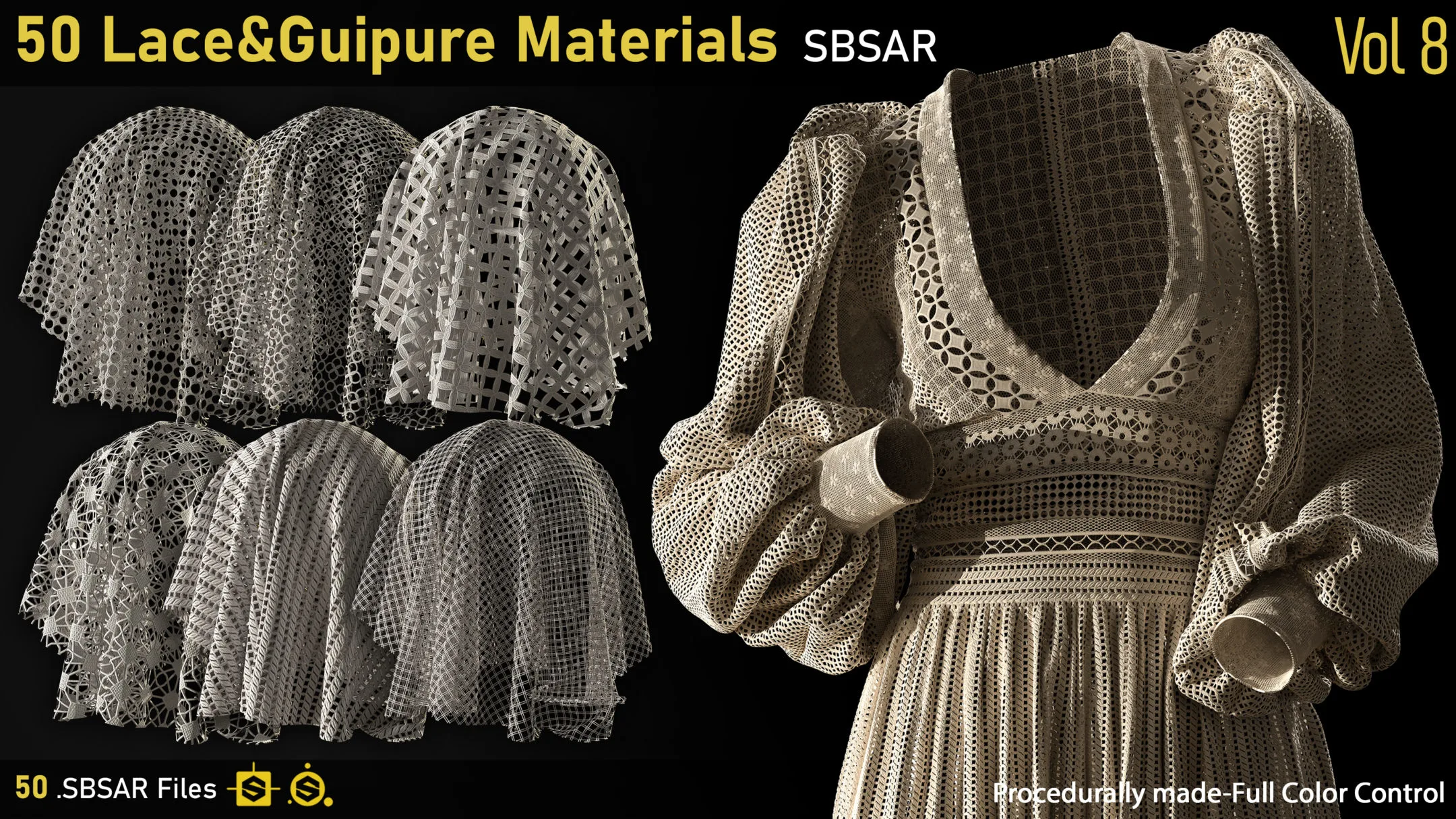 50 Lace&Guipure Materials-SBSAR-Vol8