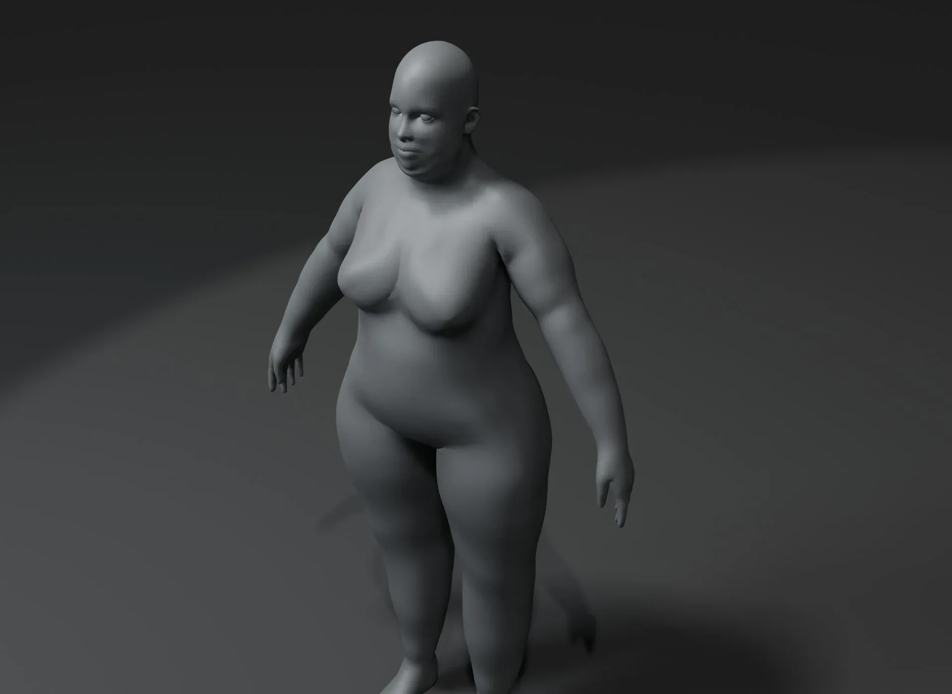 Female Body Fat Base Mesh Animated and Rigged 3D Model 20k Polygons