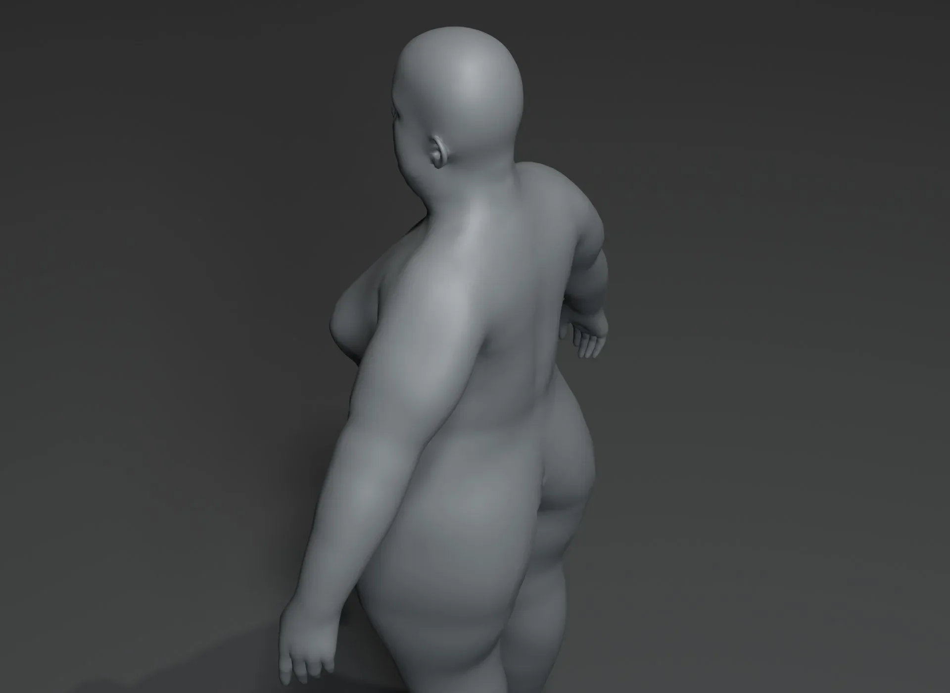 Female Body Fat Base Mesh Animated and Rigged 3D Model 20k Polygons