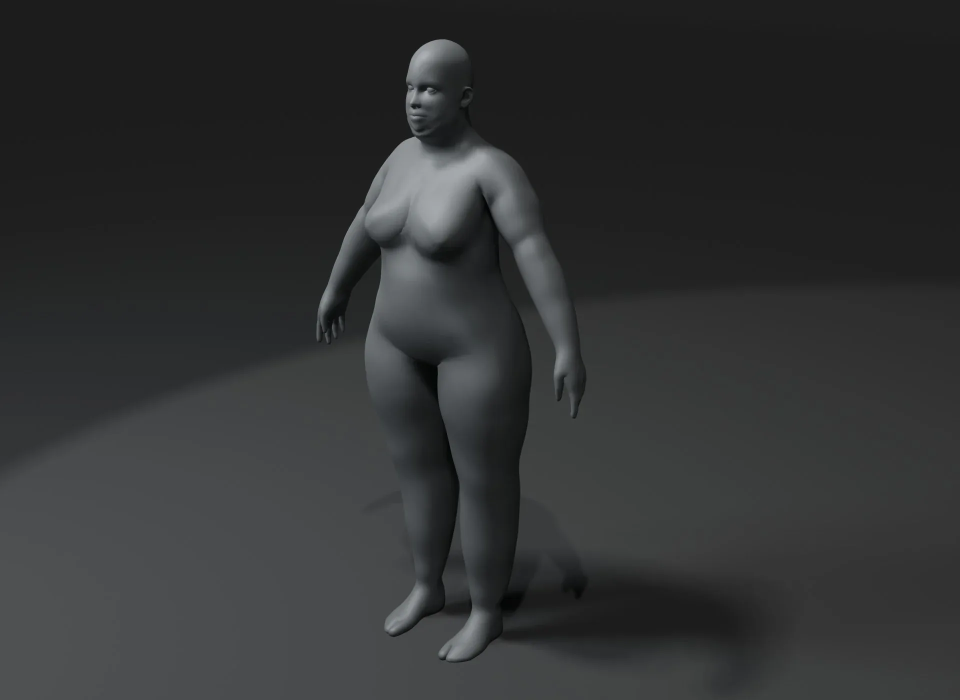 Female Body Fat Base Mesh Animated and Rigged 3D Model 20k Polygons