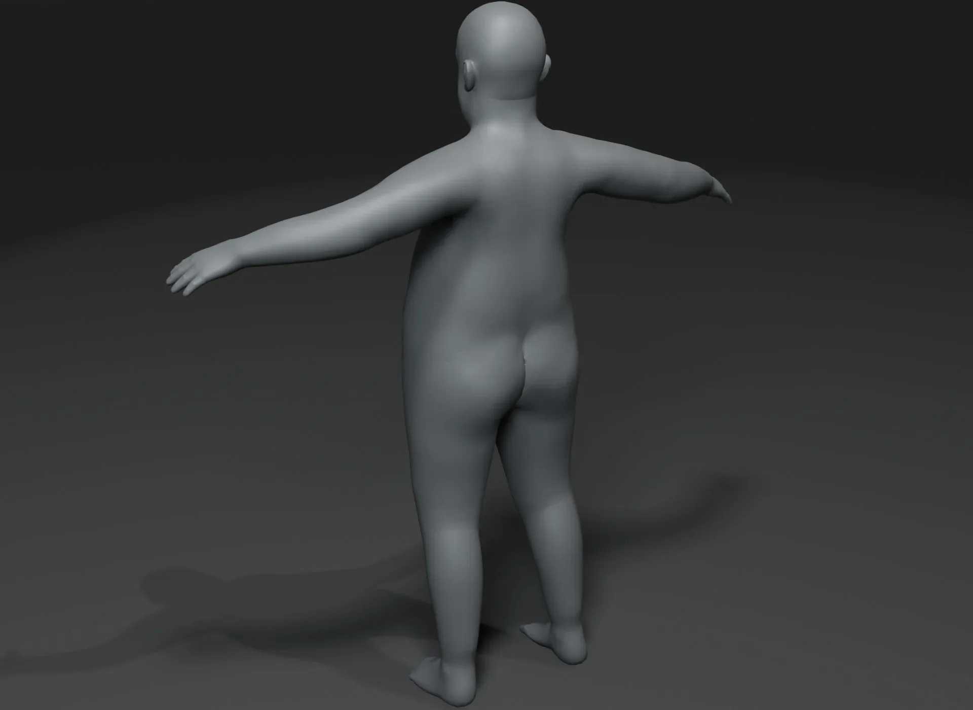 Fat Boy Kid Body Base Mesh Animated and Rigged 3D Model 20k Polygons