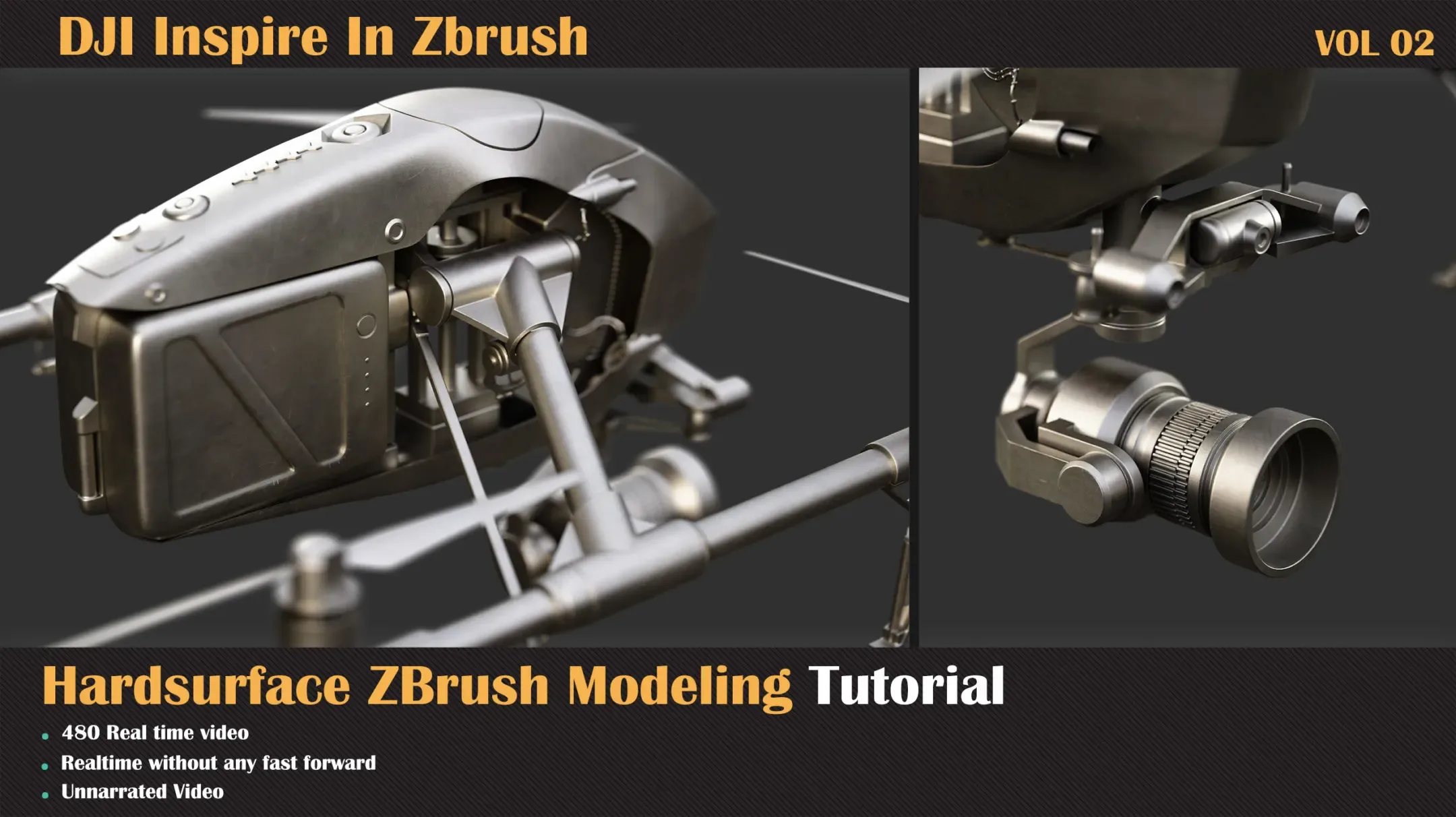 DJI Inspire Hardsurface ZBrush Modeling Tutorial - VOL 02