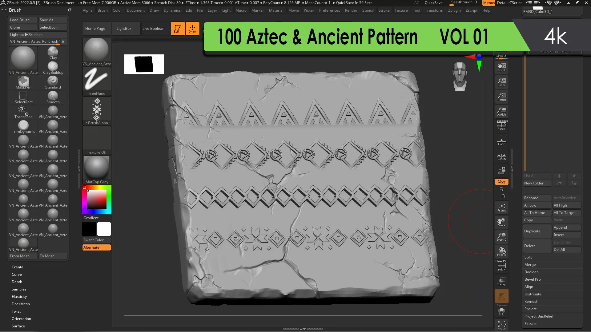100 Aztec Border Pattern and Roll Brush