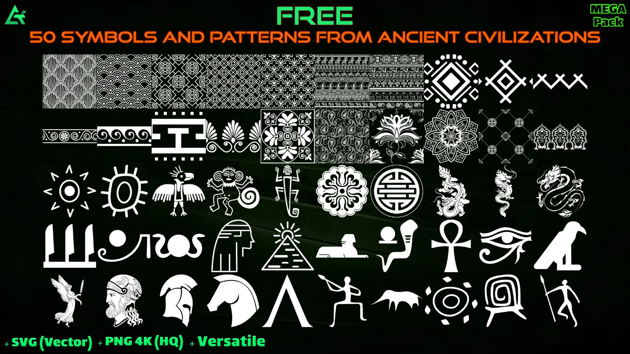 6060 Practical Alpha Symbols and Patterns from Ancient Civilizations (MEGA Pack) - Vol 10