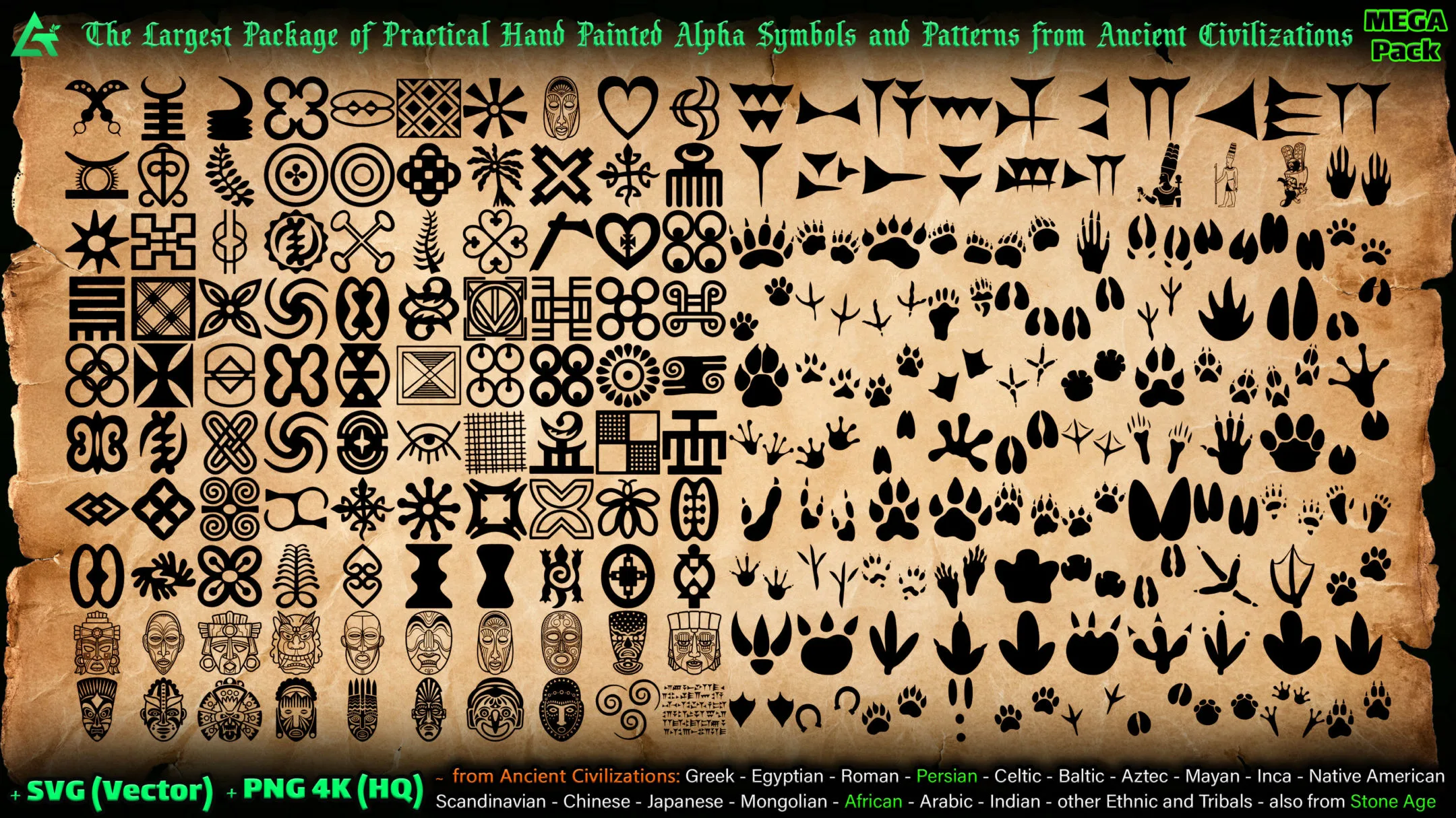 6060 Practical Alpha Symbols and Patterns from Ancient Civilizations (MEGA Pack) - Vol 10