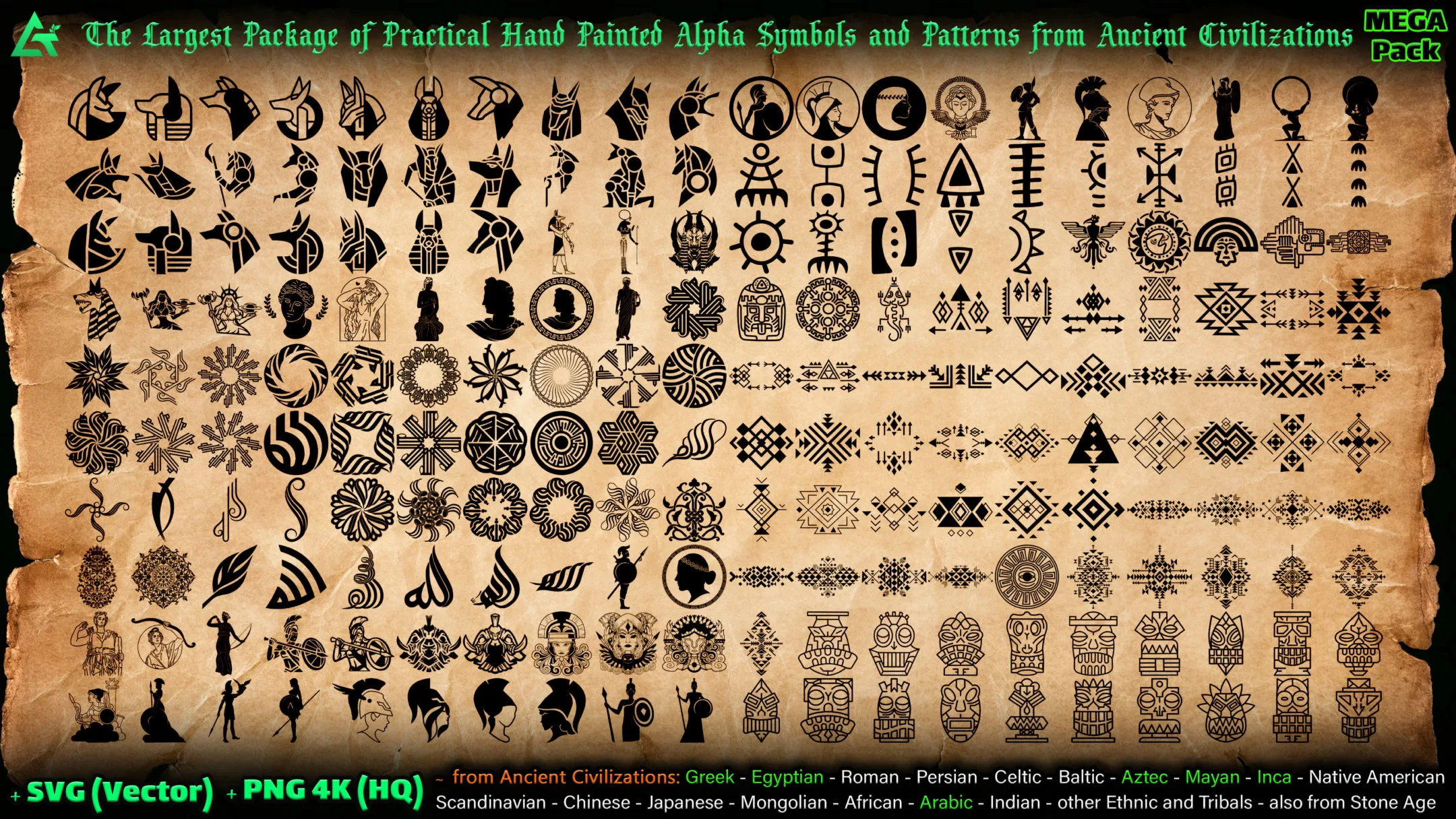 6060 Practical Alpha Symbols and Patterns from Ancient Civilizations (MEGA Pack) - Vol 10