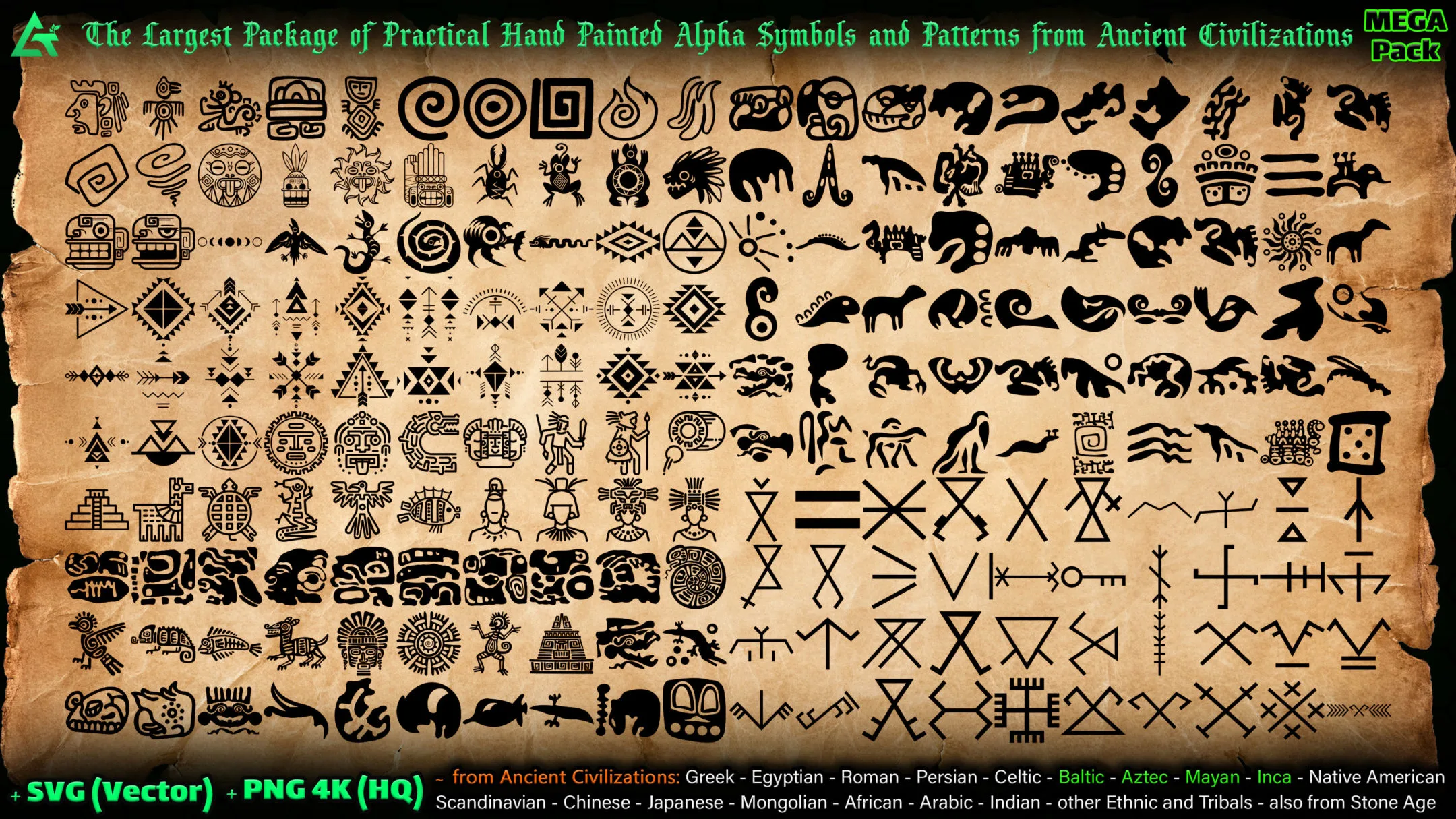 6060 Practical Alpha Symbols and Patterns from Ancient Civilizations (MEGA Pack) - Vol 10