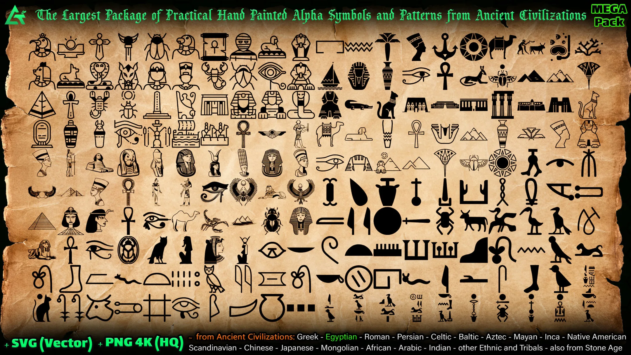 6060 Practical Alpha Symbols and Patterns from Ancient Civilizations (MEGA Pack) - Vol 10