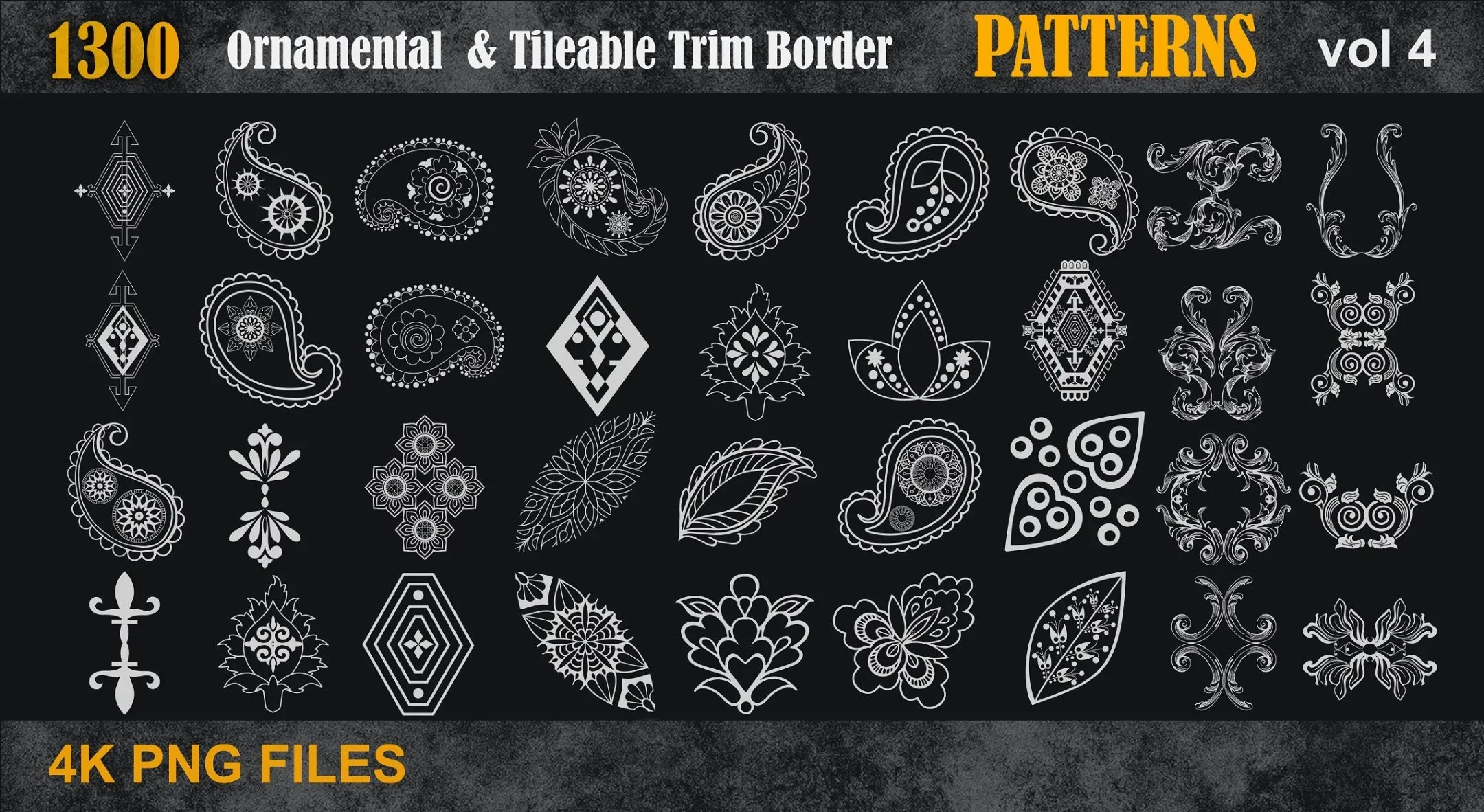 1300 Ornamental & Tileable Trim Border Patterns vol4