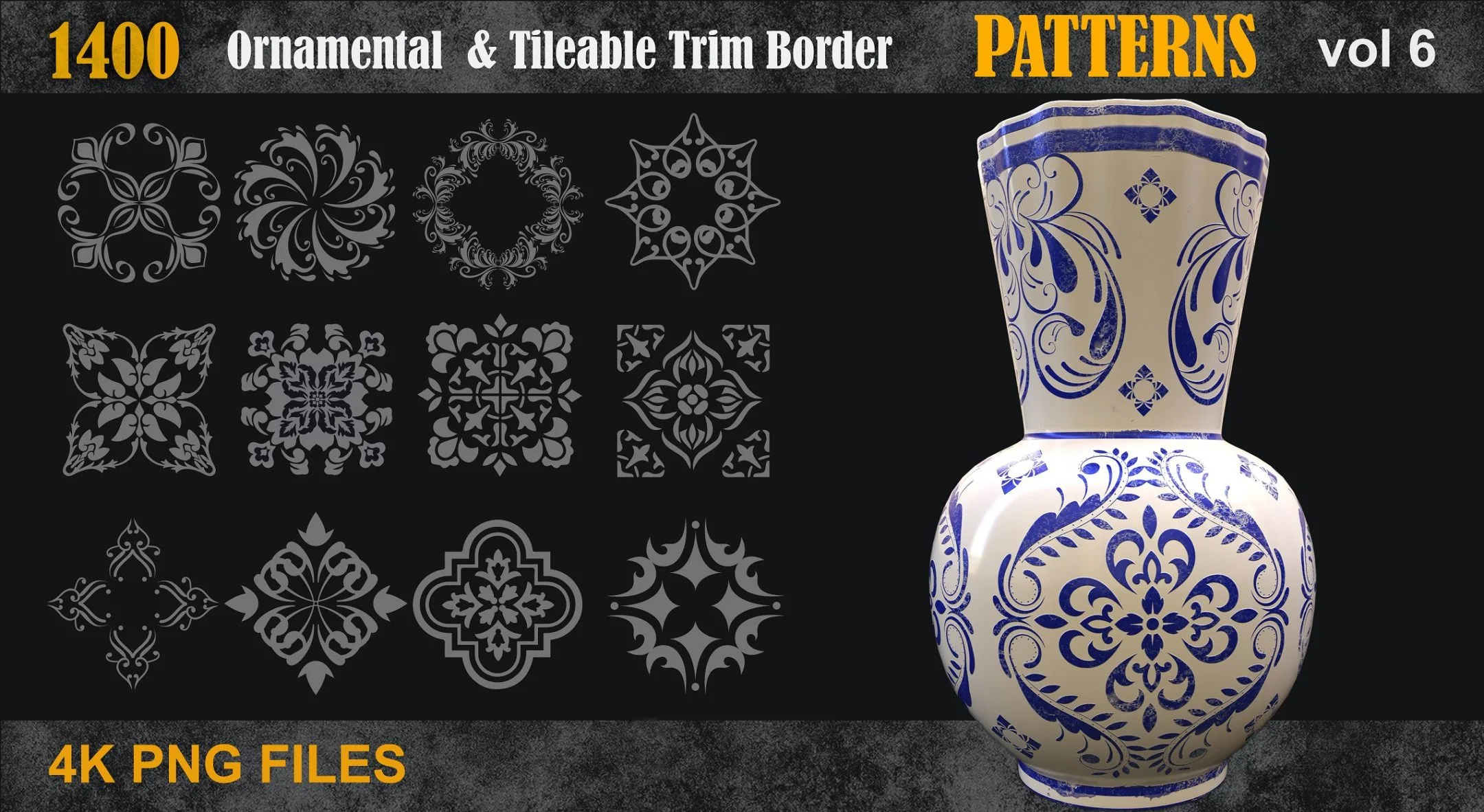 1400 Ornamental & Tileable Trim Border Patterns vol6