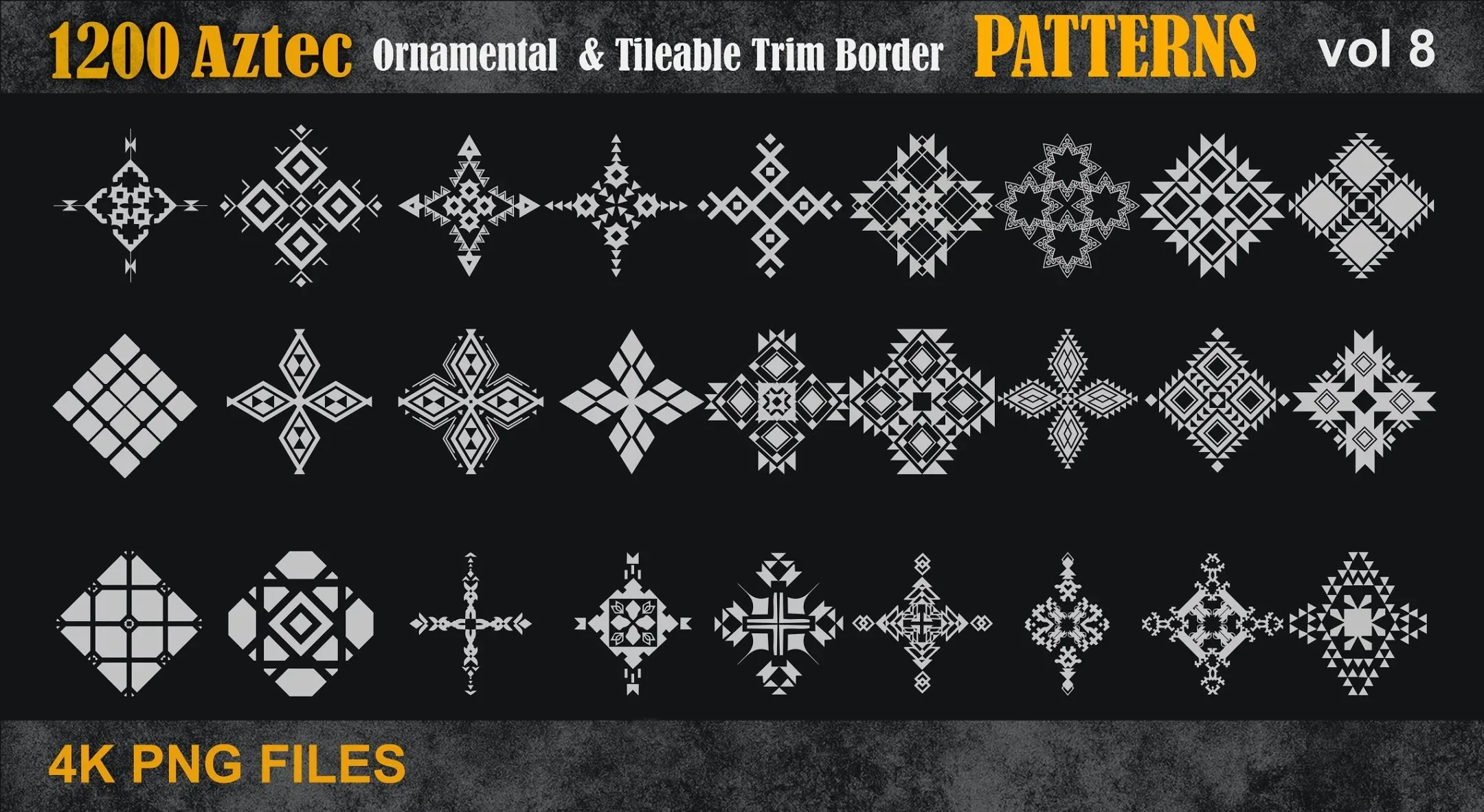 1200 Aztec Ornamental & Tileable Trim Border Patterns vol8