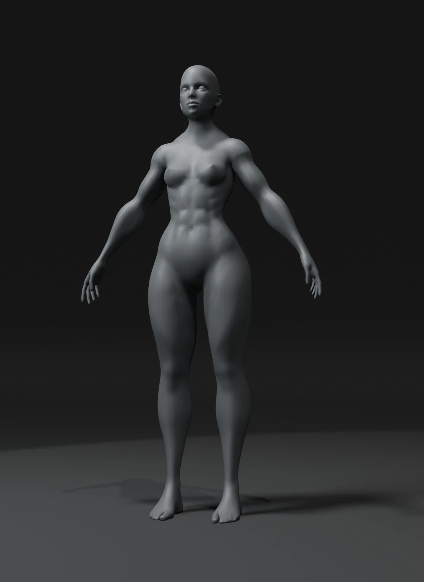 Strong Muscular Female Body Base Mesh Animated and Rigged 3D Model 20k Polygons