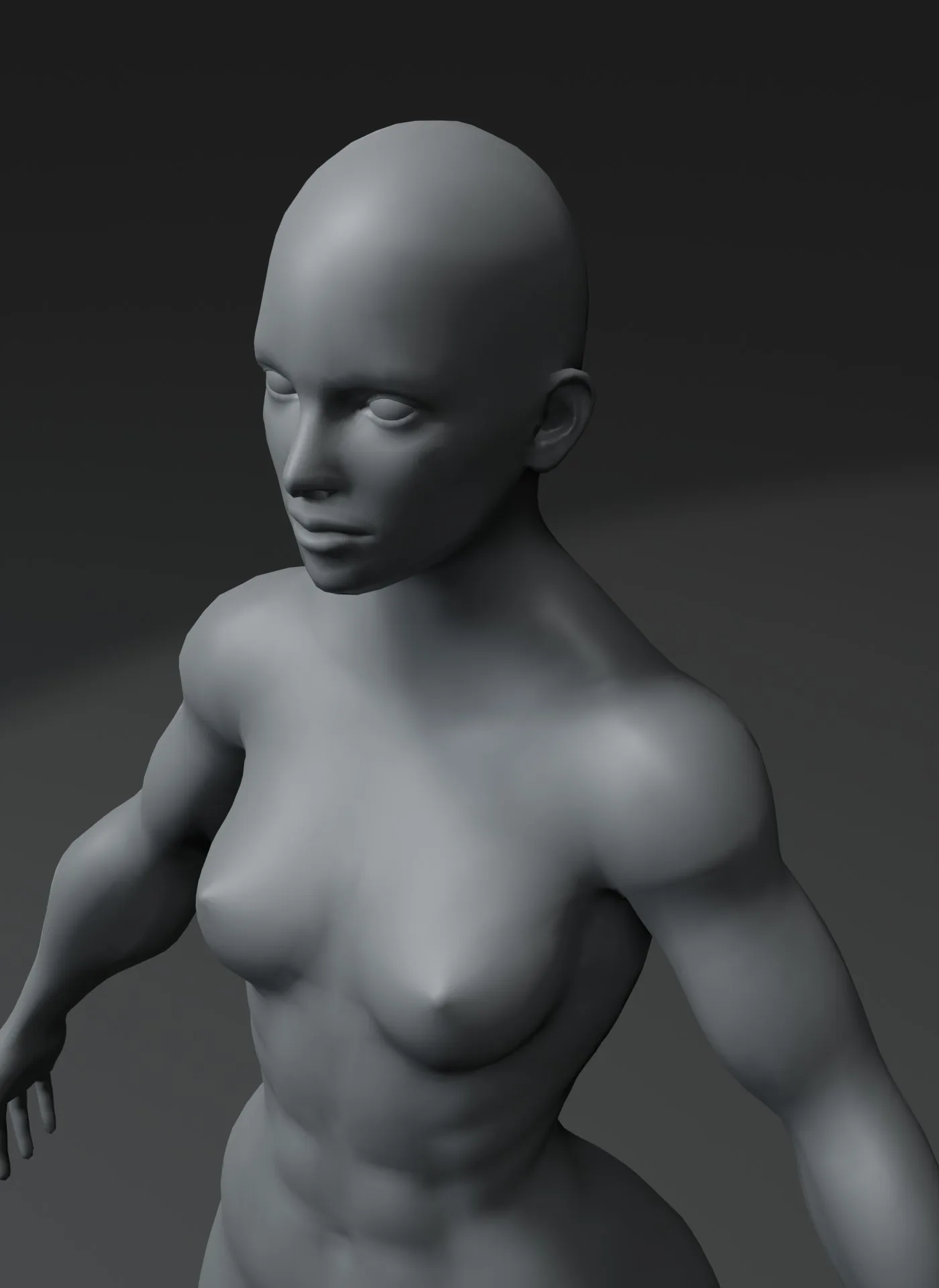 Strong Muscular Female Body Base Mesh Animated and Rigged 3D Model 20k Polygons