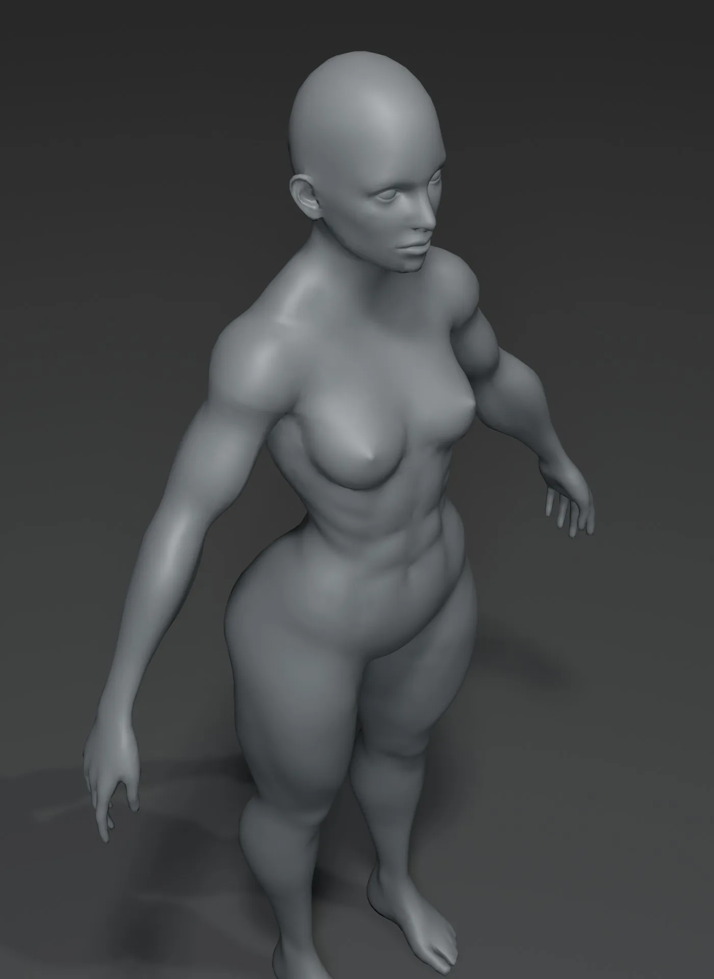 Strong Muscular Female Body Base Mesh Animated and Rigged 3D Model 20k Polygons