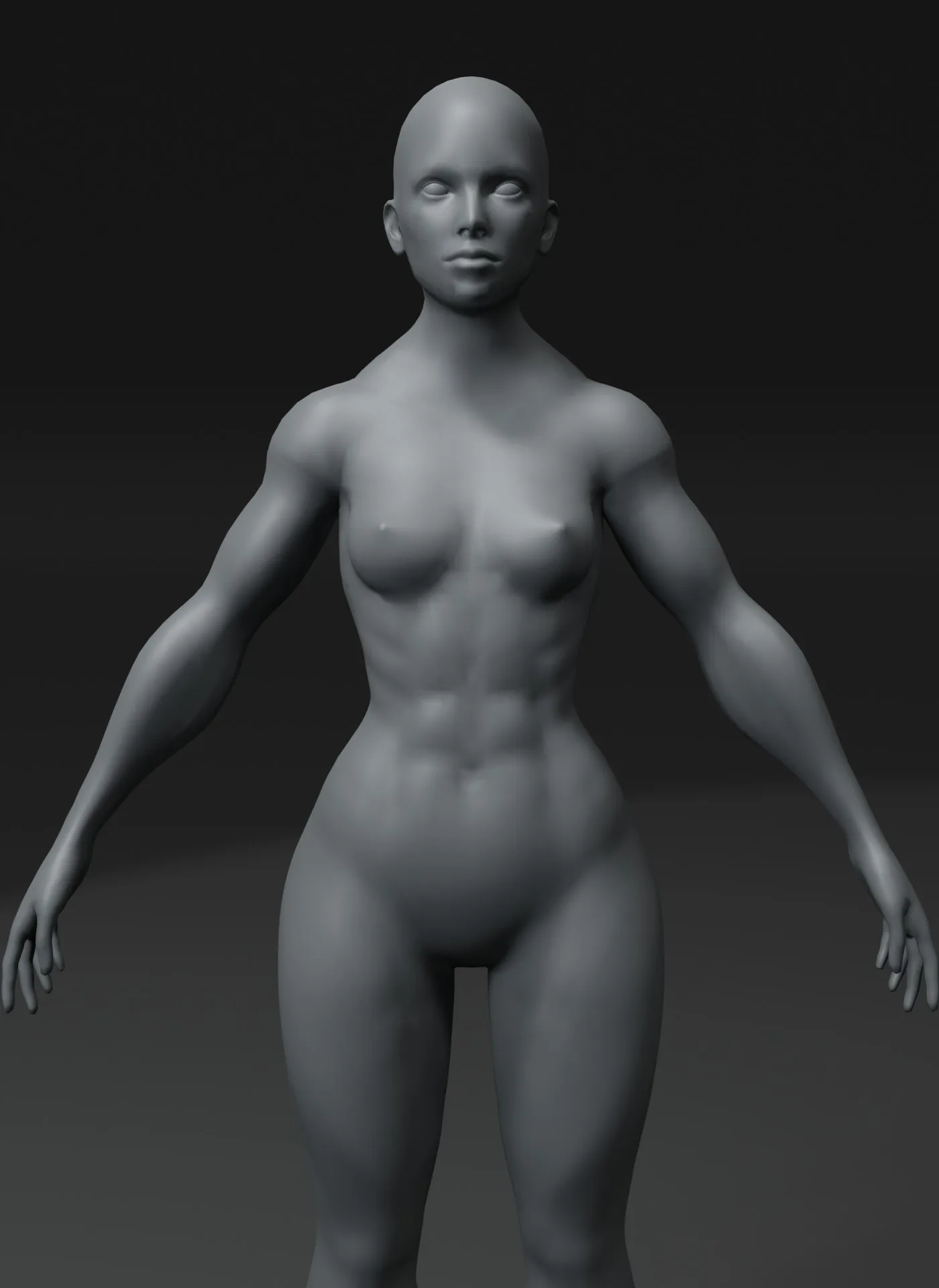 Strong Muscular Female Body Base Mesh Animated and Rigged 3D Model 20k Polygons