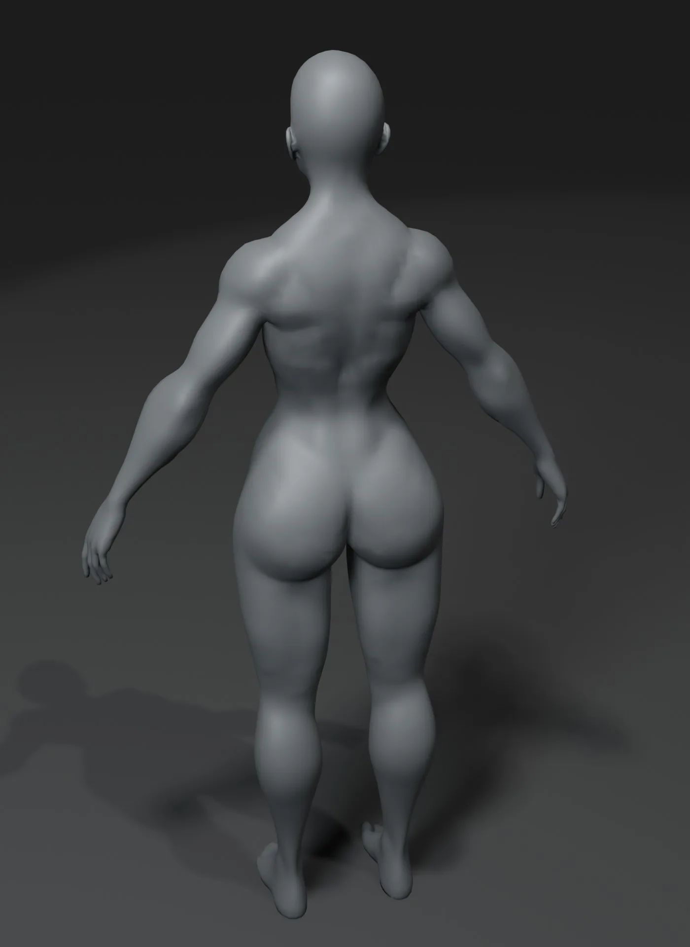 Strong Muscular Female Body Base Mesh Animated and Rigged 3D Model 20k Polygons