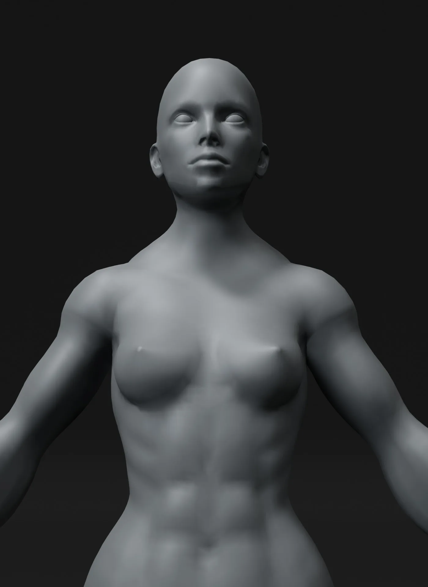 Strong Muscular Female Body Base Mesh Animated and Rigged 3D Model 20k Polygons