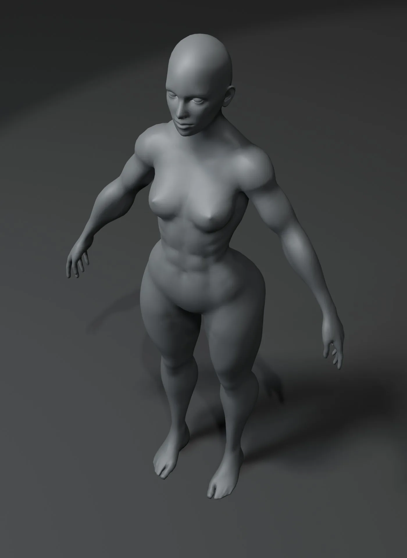 Strong Muscular Female Body Base Mesh Animated and Rigged 3D Model 20k Polygons