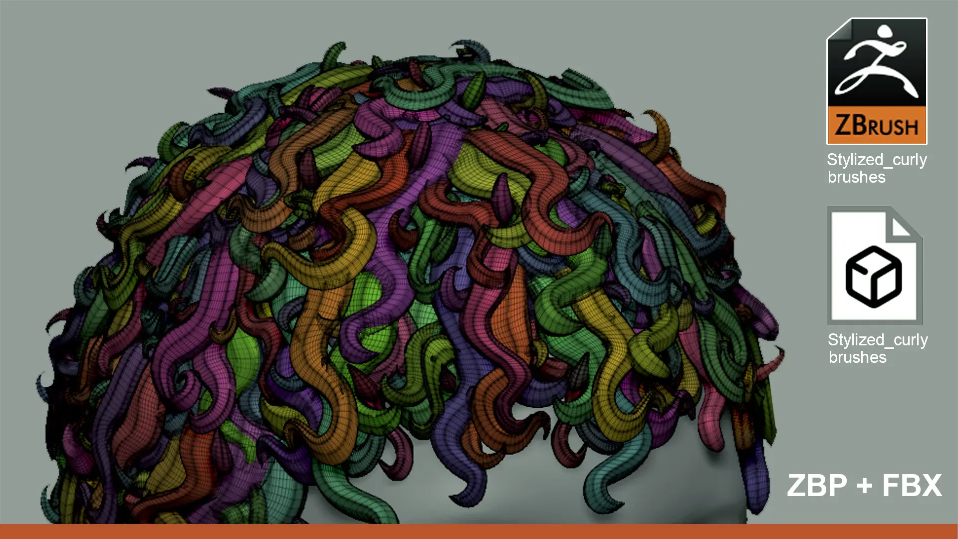 Stylized curly brushes for ZBrush