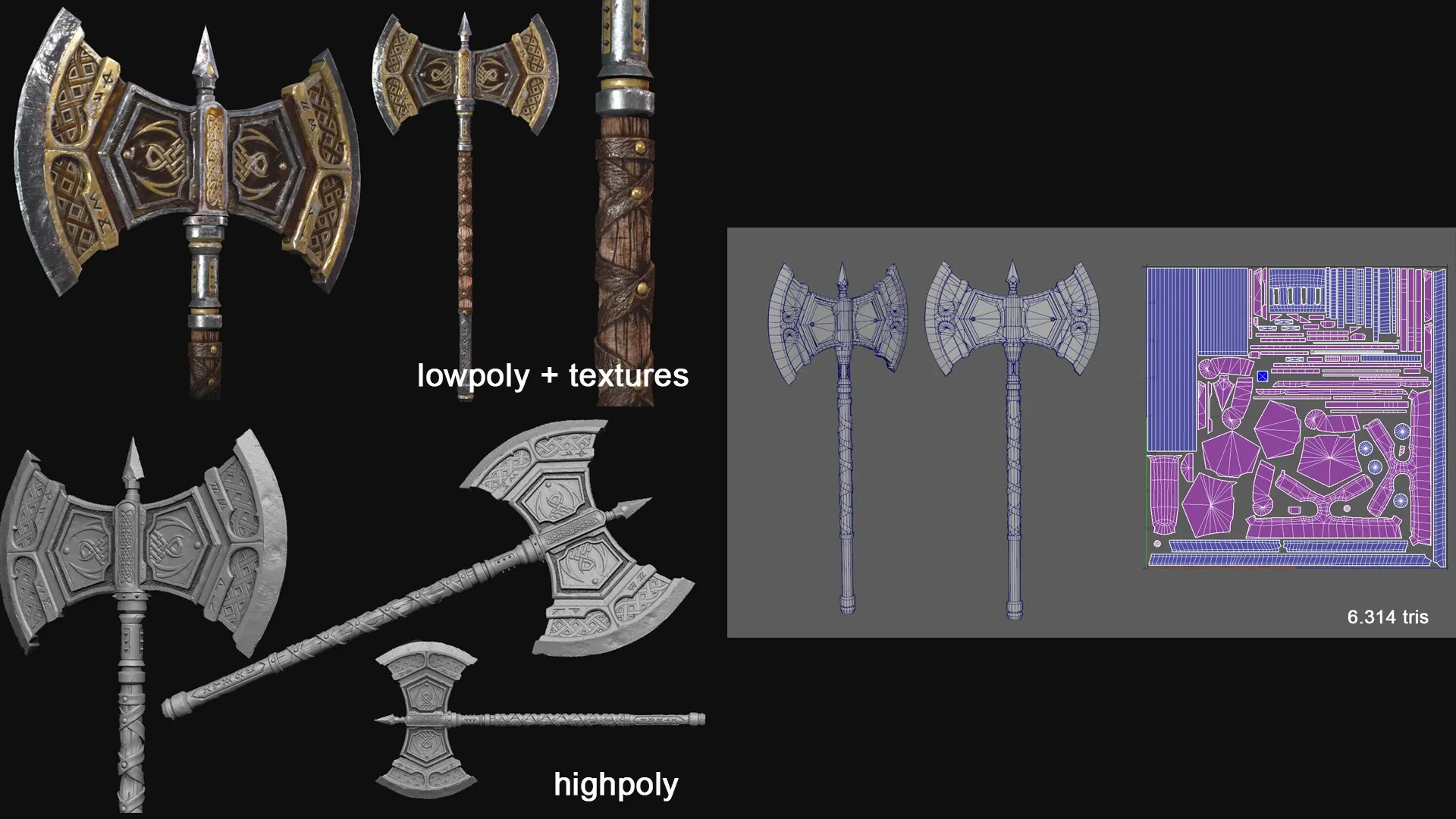 [GAMEREADY ASSET] Medieval Axe, Shield and Helm BUNDLE