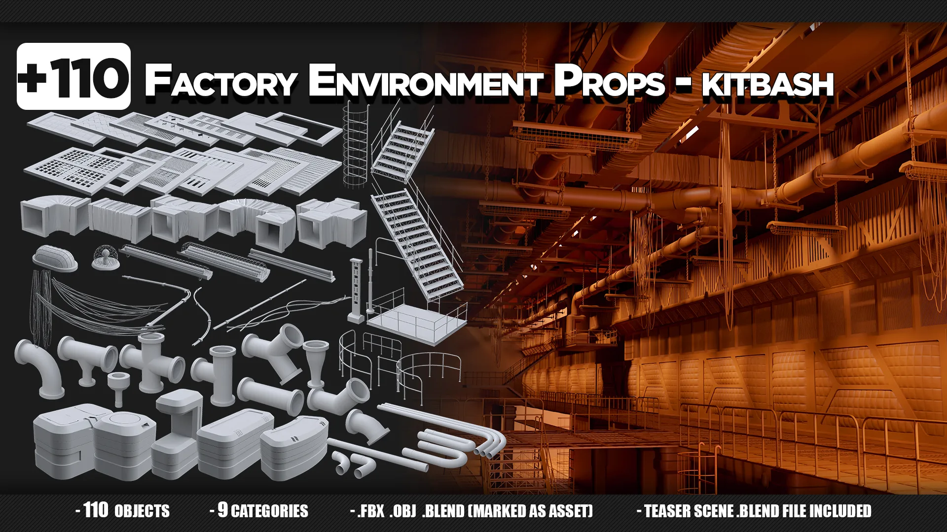 110 Factory Environment Props - KITBASH - VOL 2