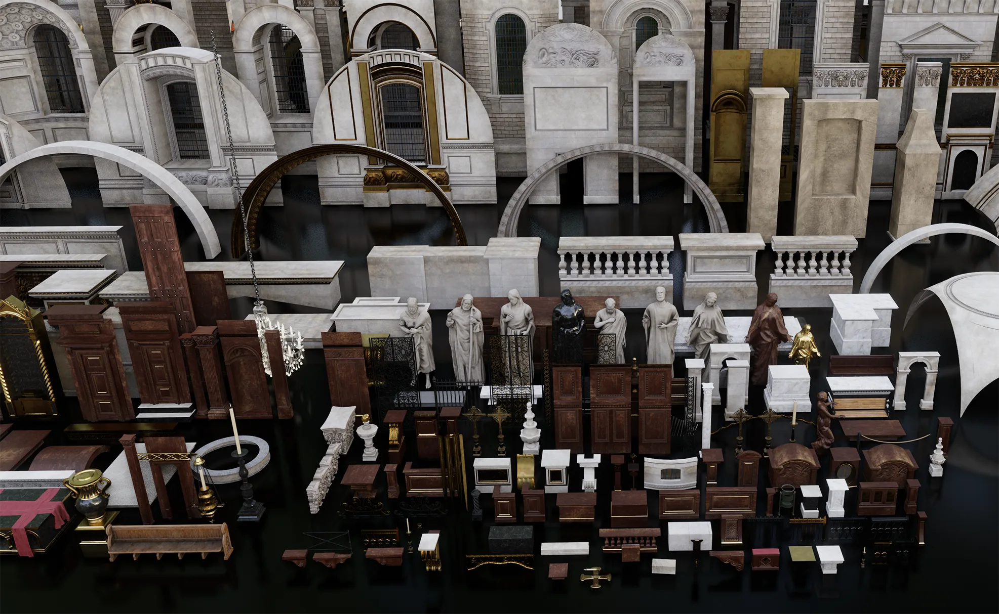 Saint Paul Cathedral Full 3D Scene, interior / exterior + Modular Kits